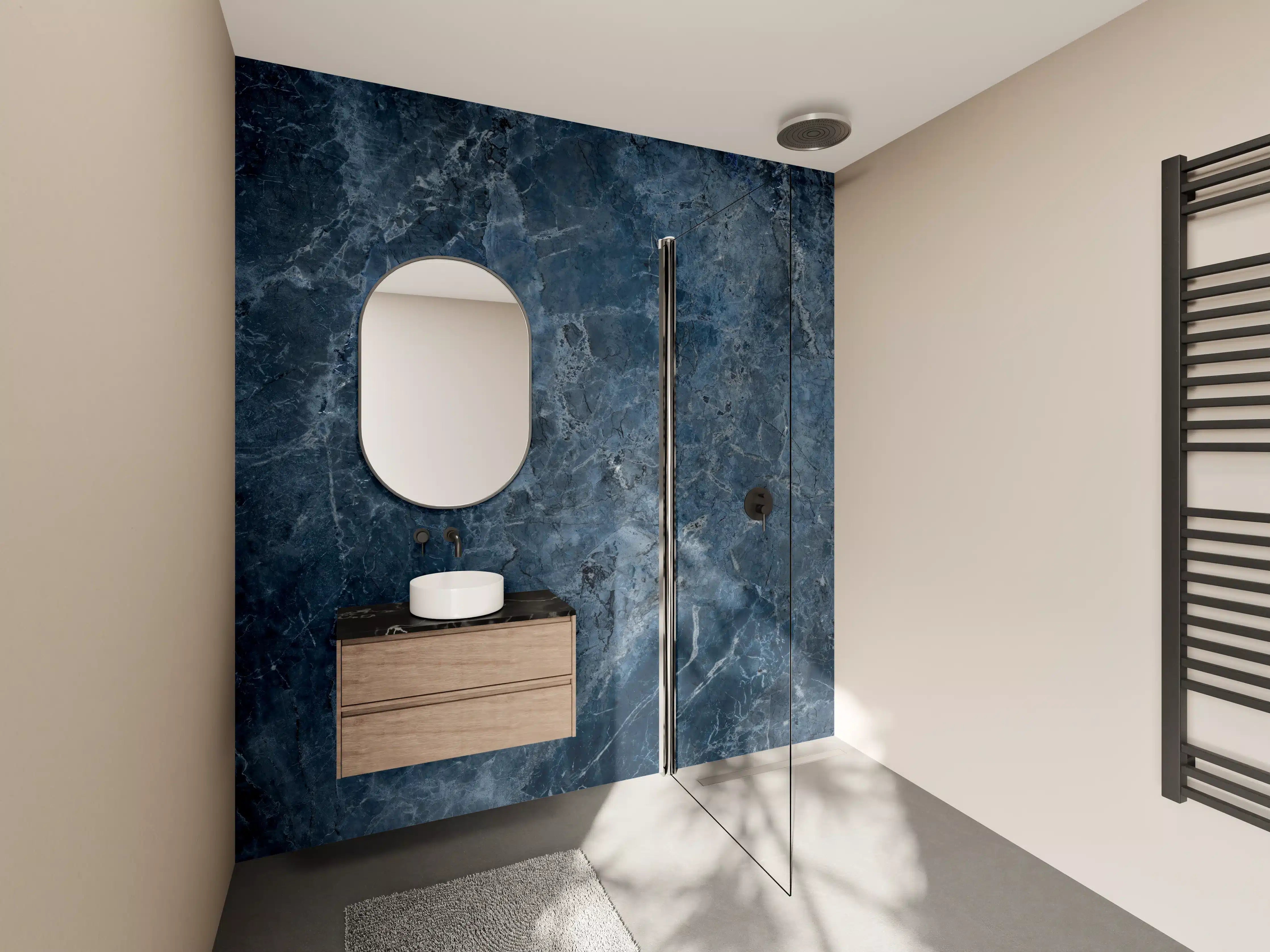 Wandverkleidung Bad - dunkelblaue Marmor Steinstruktur