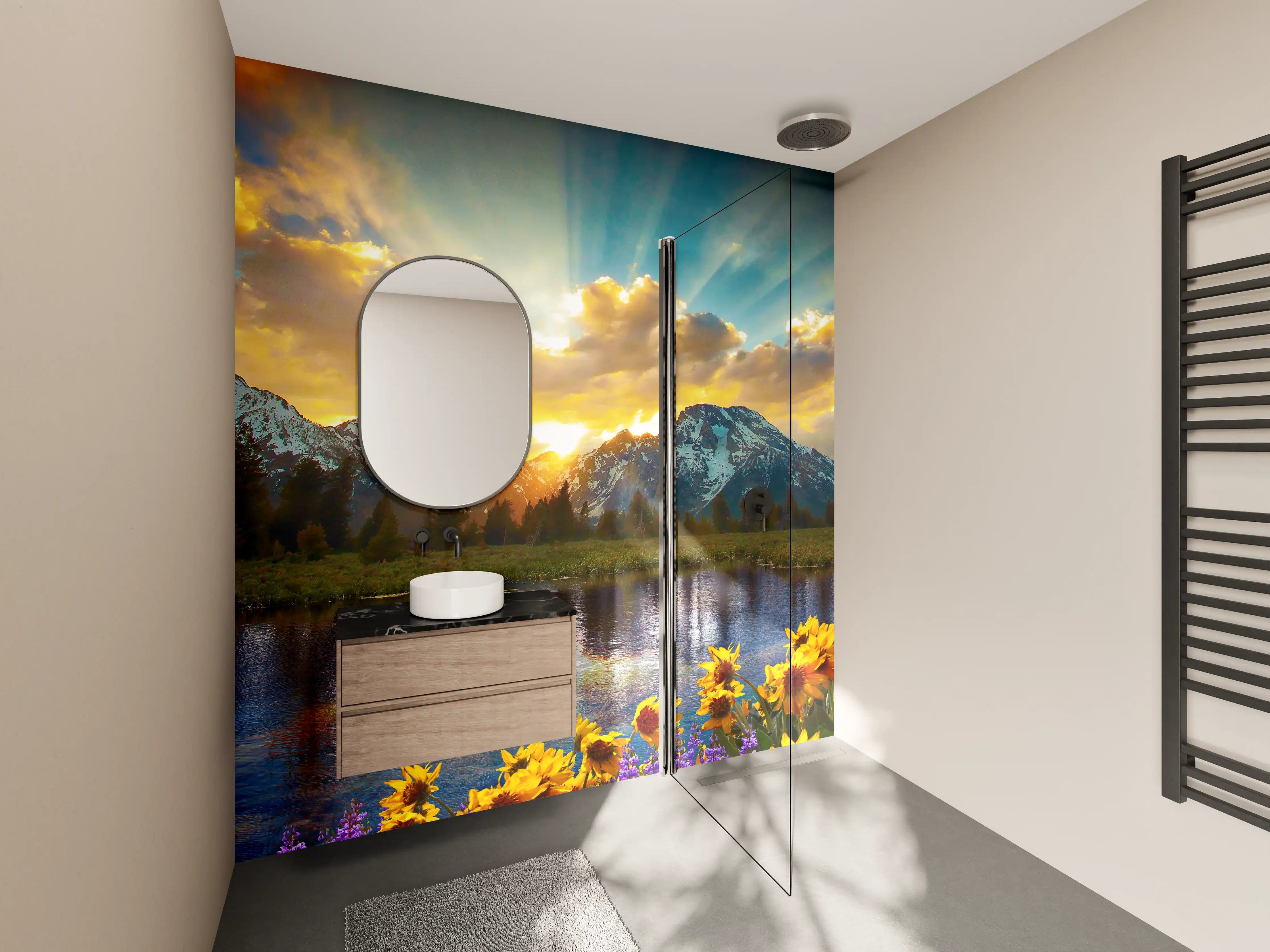 Wandverkleidung Bad - einzigartiges Lichtspiel im Grand Teton