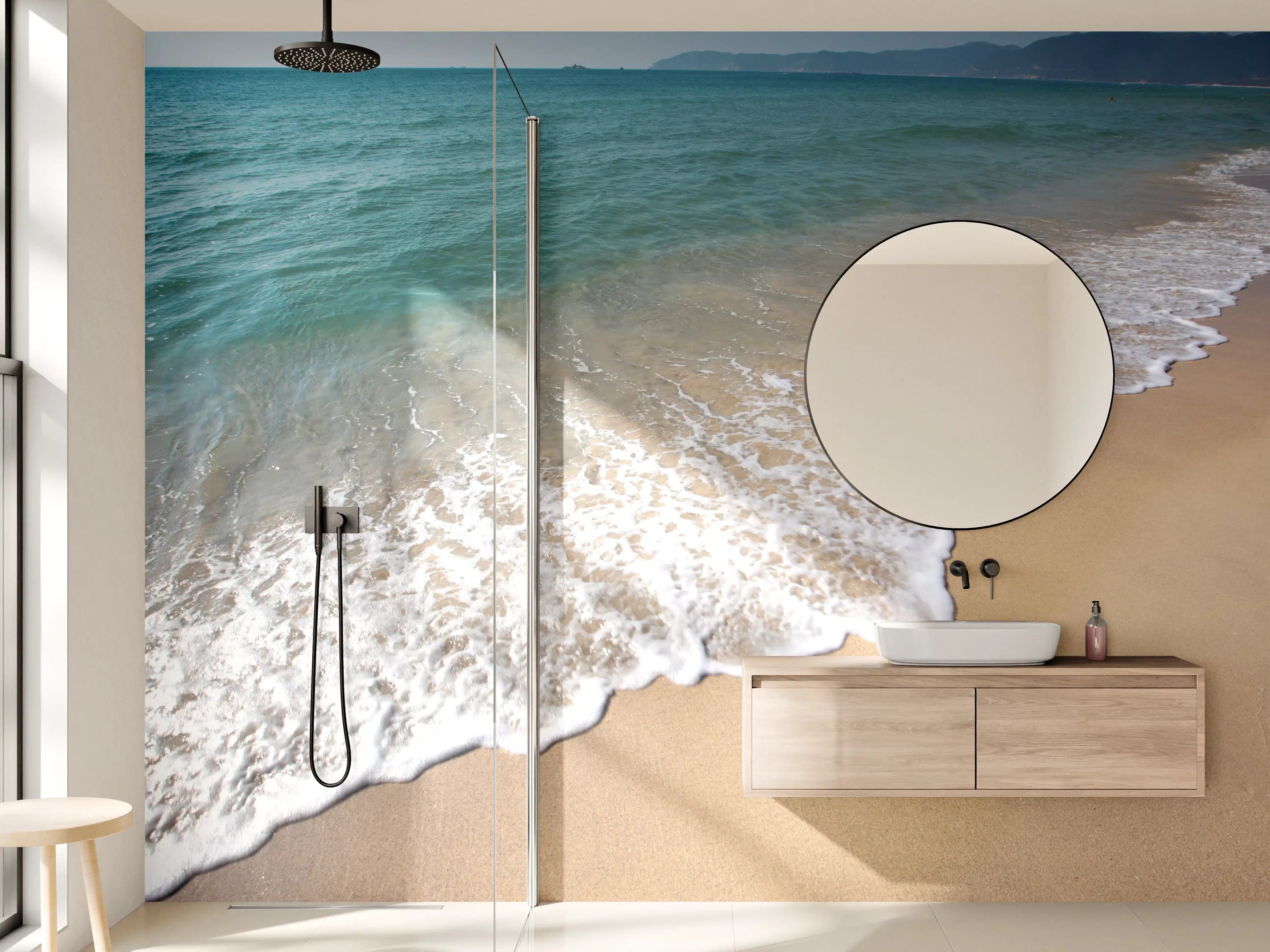 Wandverkleidung Bad - friedlicher Strand in Grieschenland