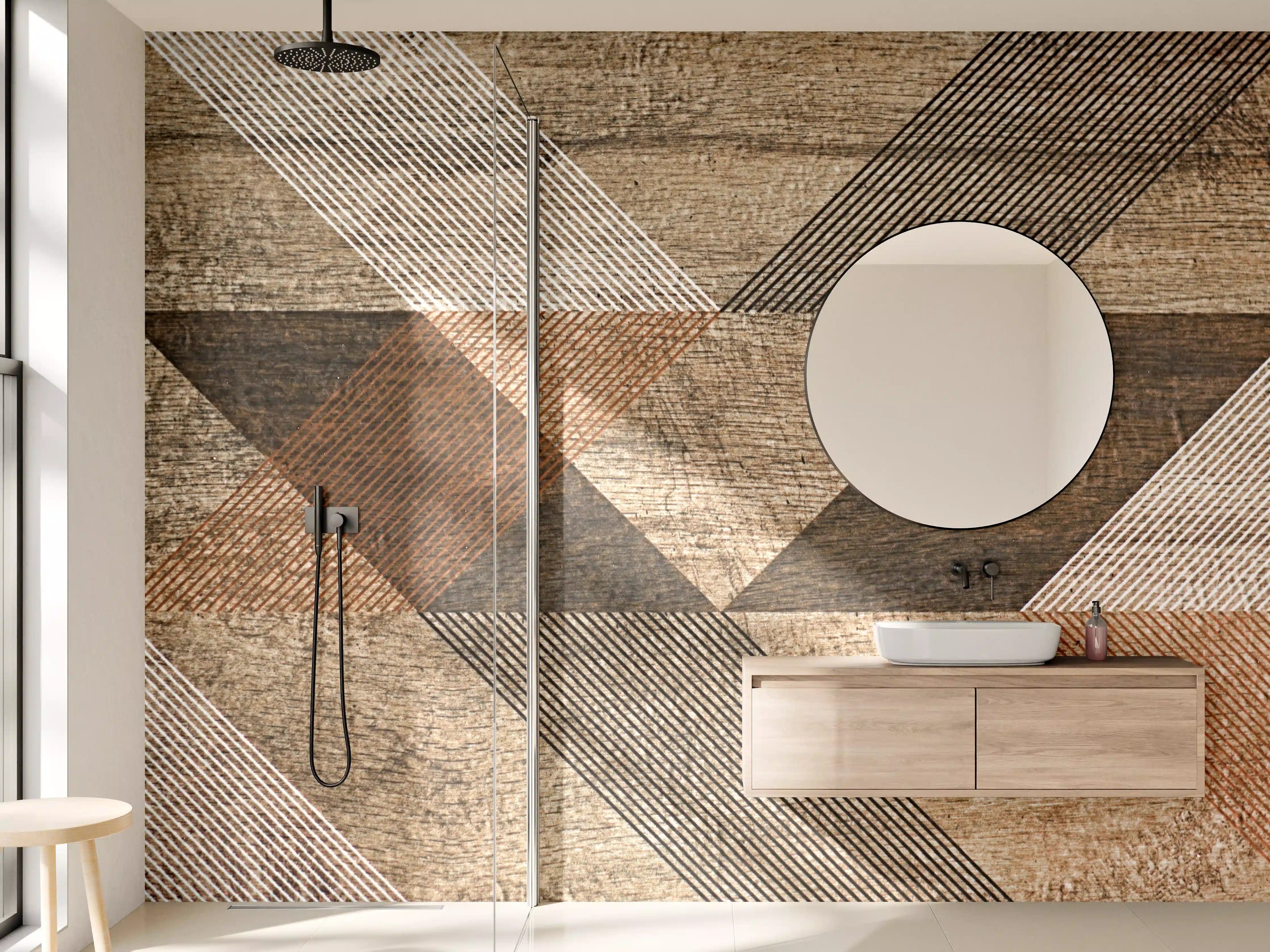 Wandverkleidung Bad - geometrisches Mosaik Design