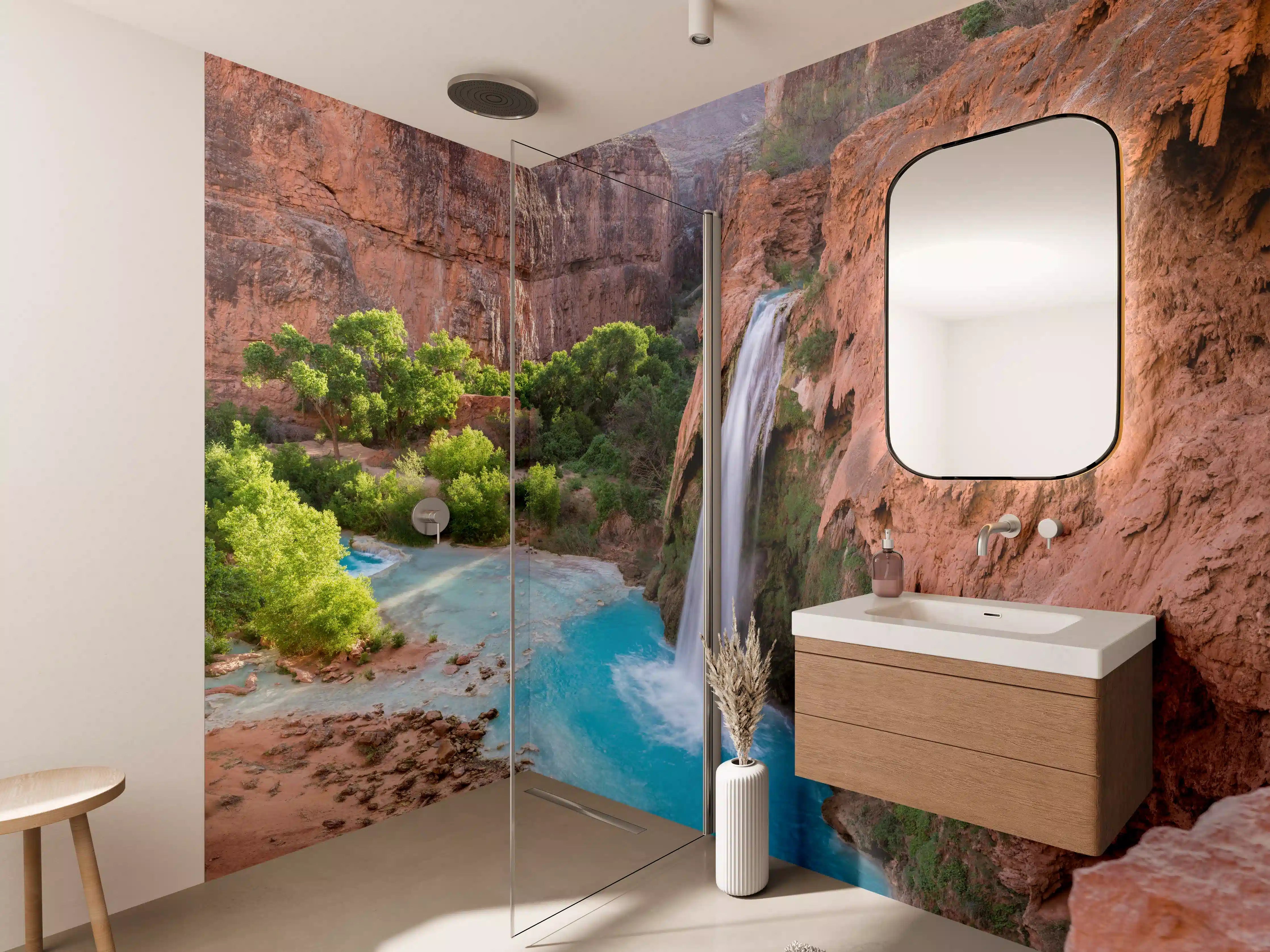 Wandverkleidung Bad - paradiesischer Anblick der Havasu Falls