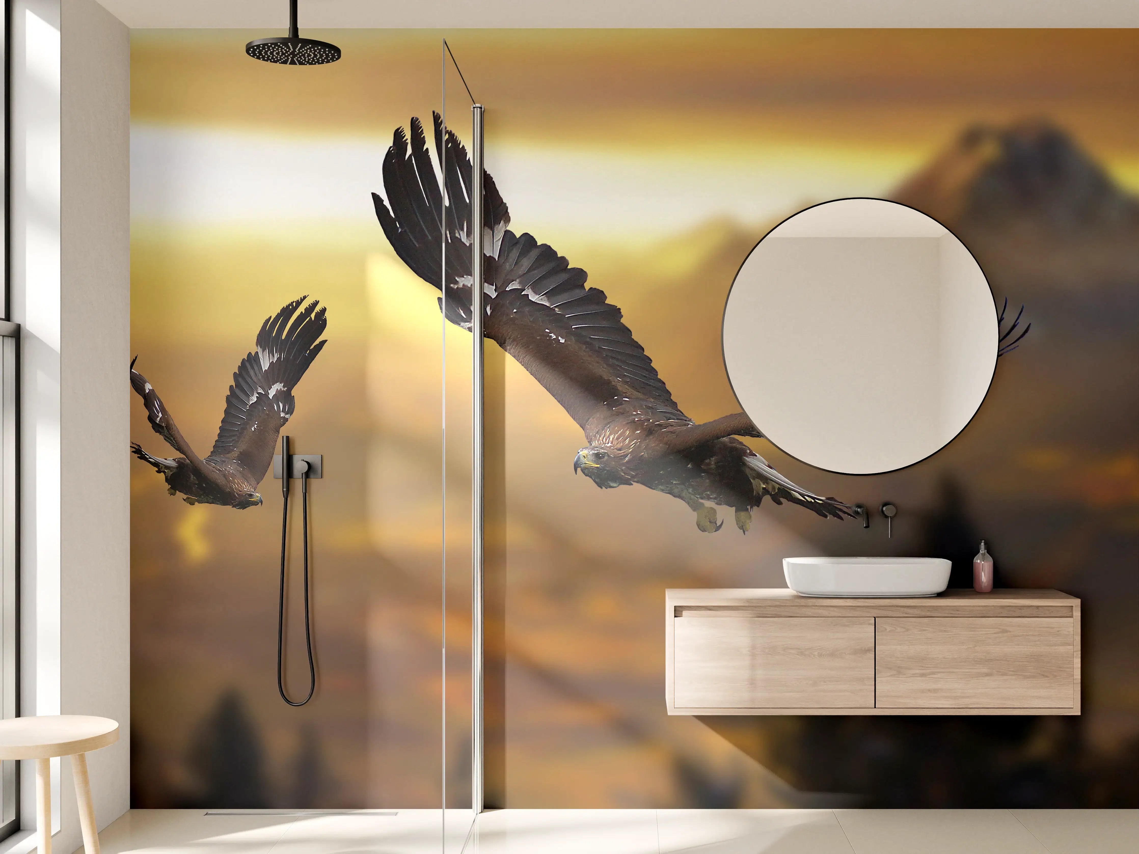 Wandverkleidung Bad - prachtvolle Steinadler im Flug