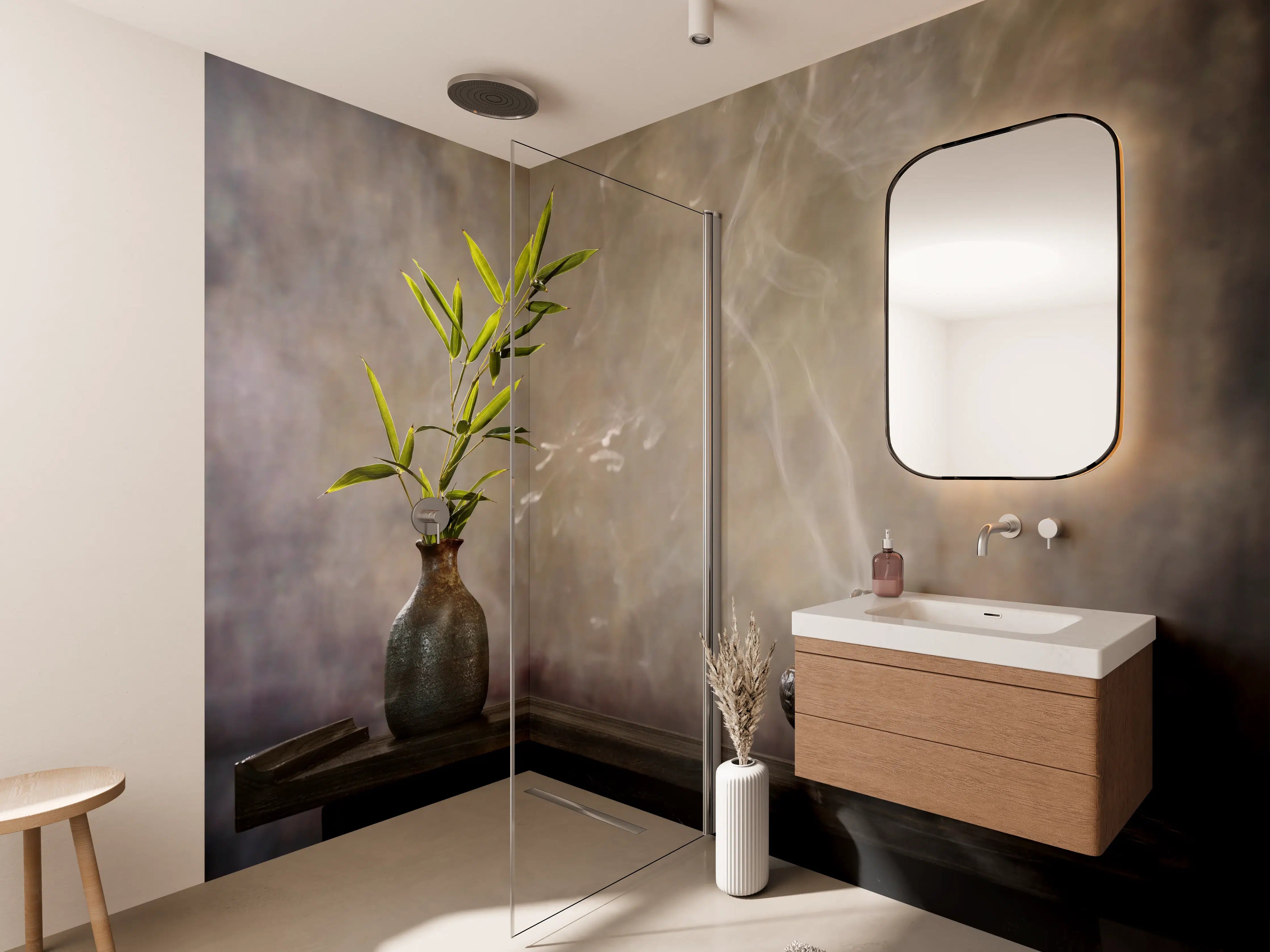 Wandverkleidung Bad - spirituelles Spa-Stillleben