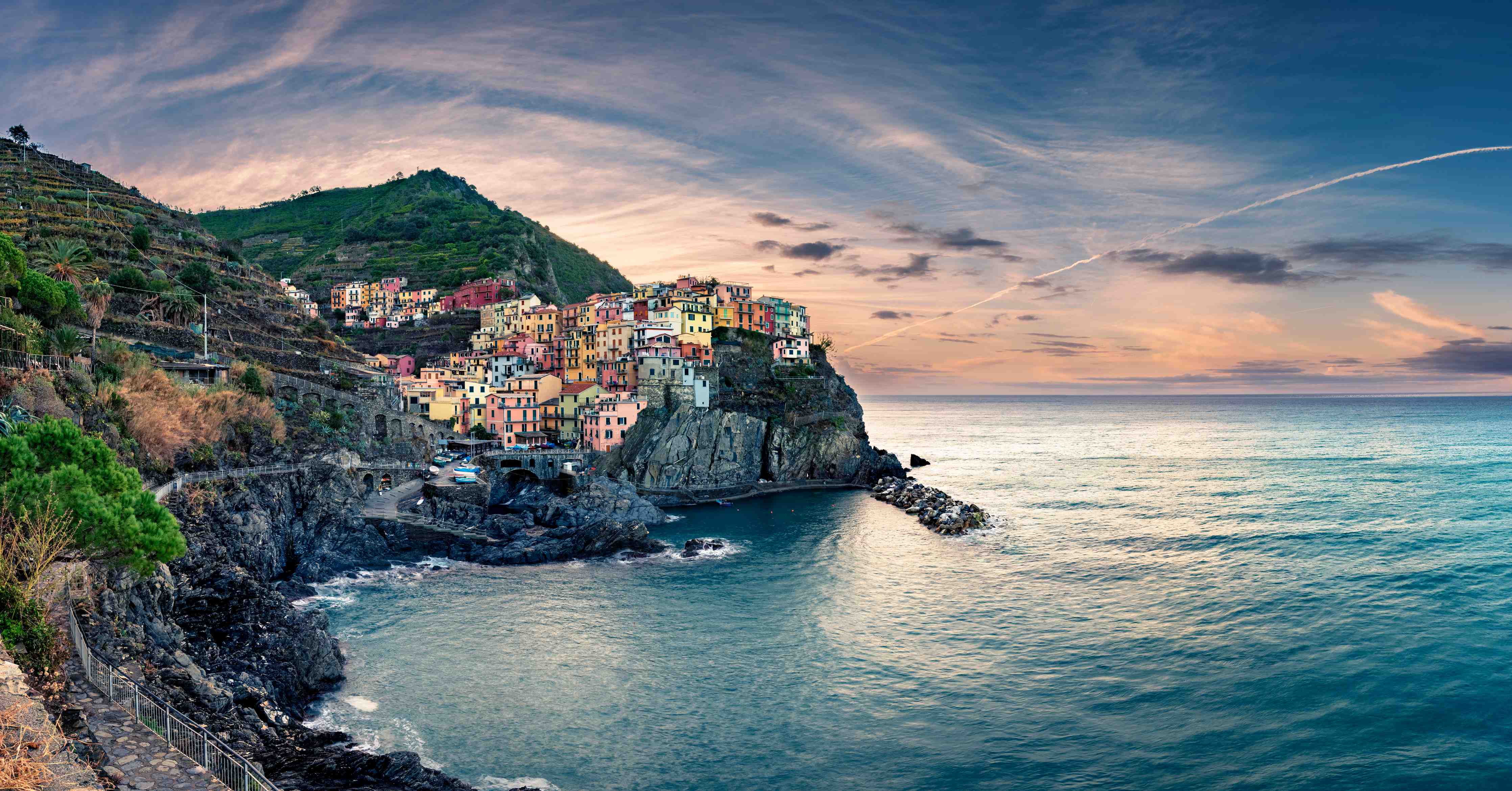 Wandverkleidung Bad-talienische Küste im Abendrot