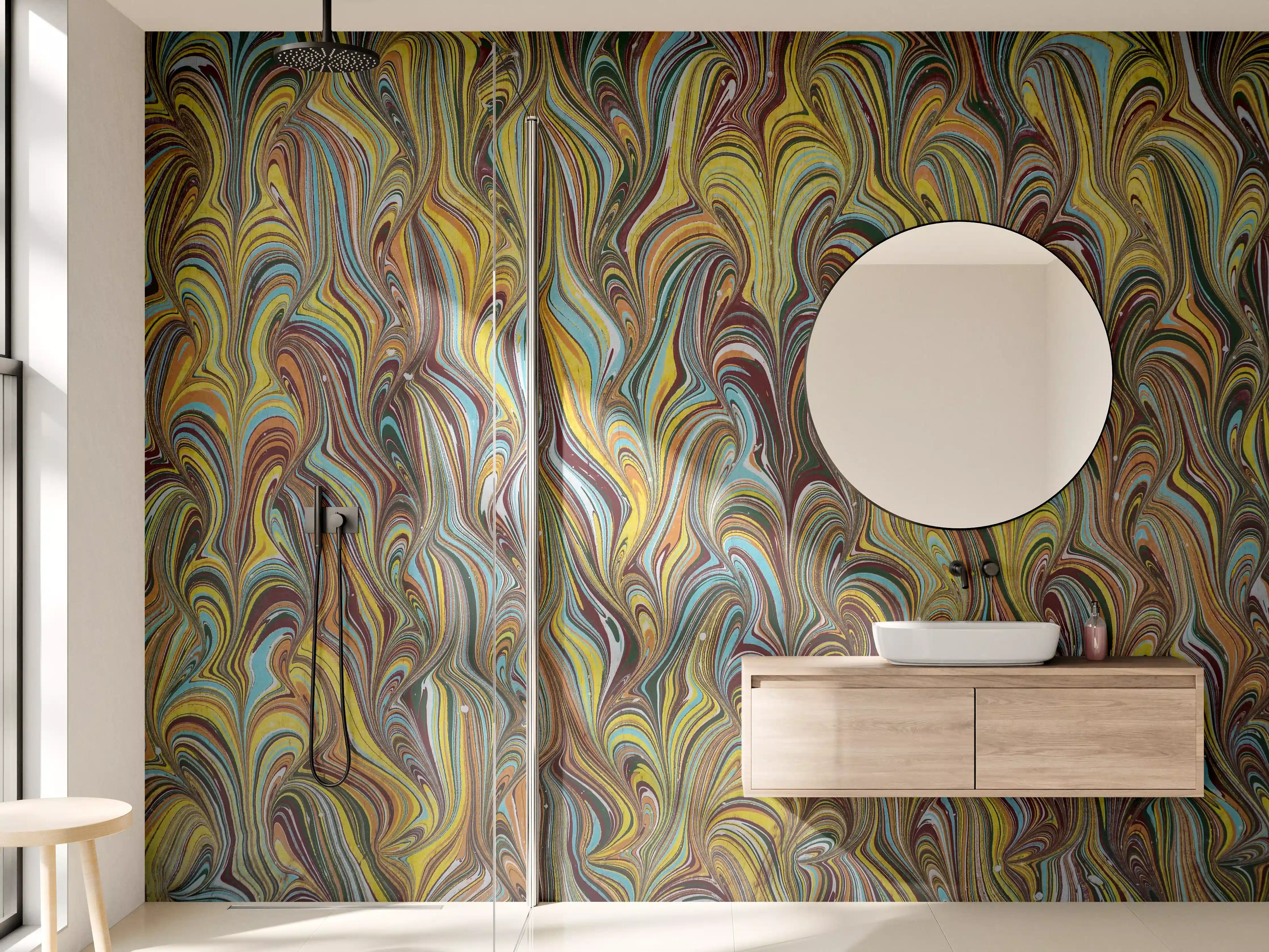 Wandverkleidung Bad - traditionelles türkisches Ebru - Papier