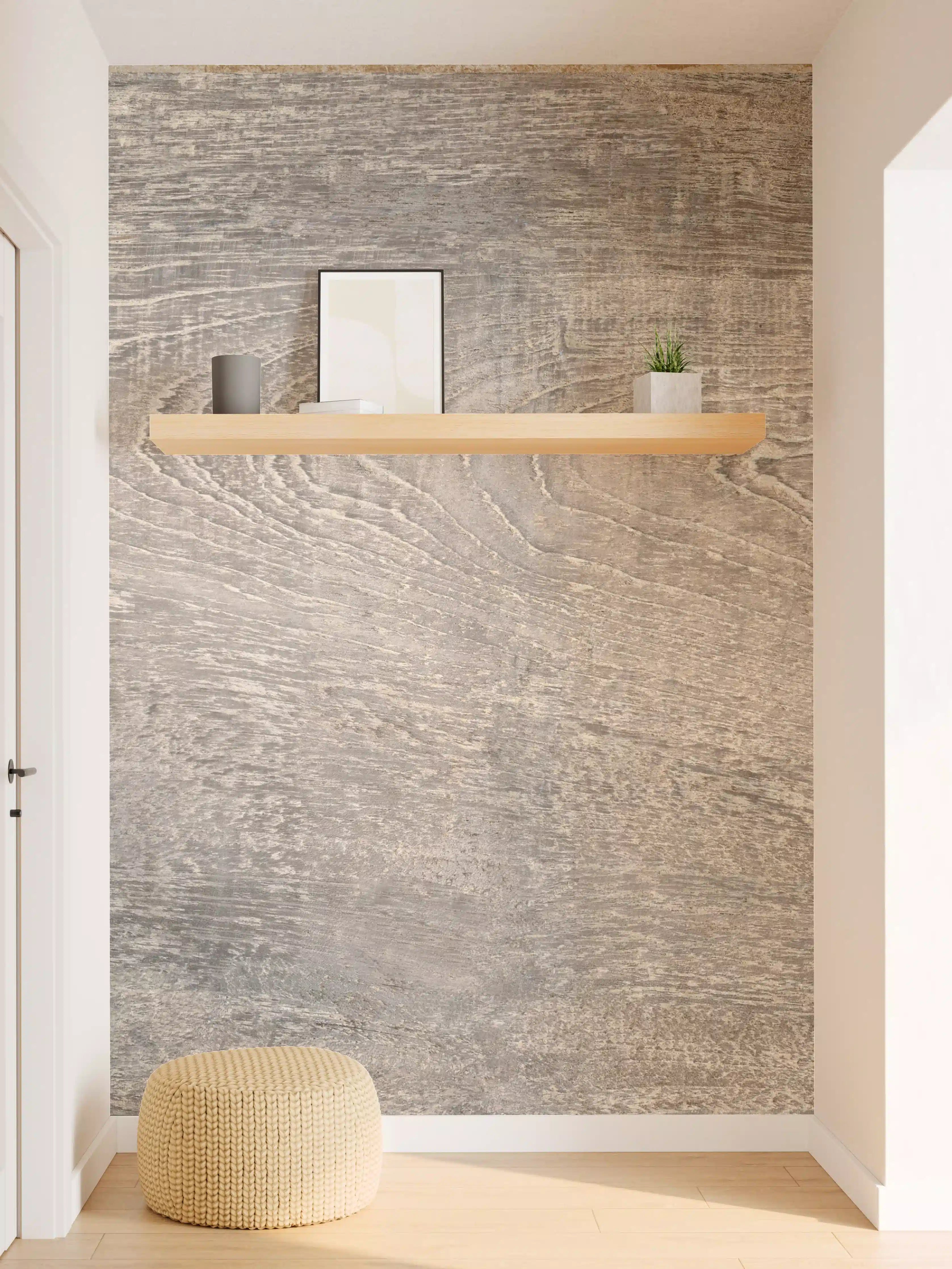 Wandverkleidung Flur - Lange Grau-Bräunliche Holzplatte