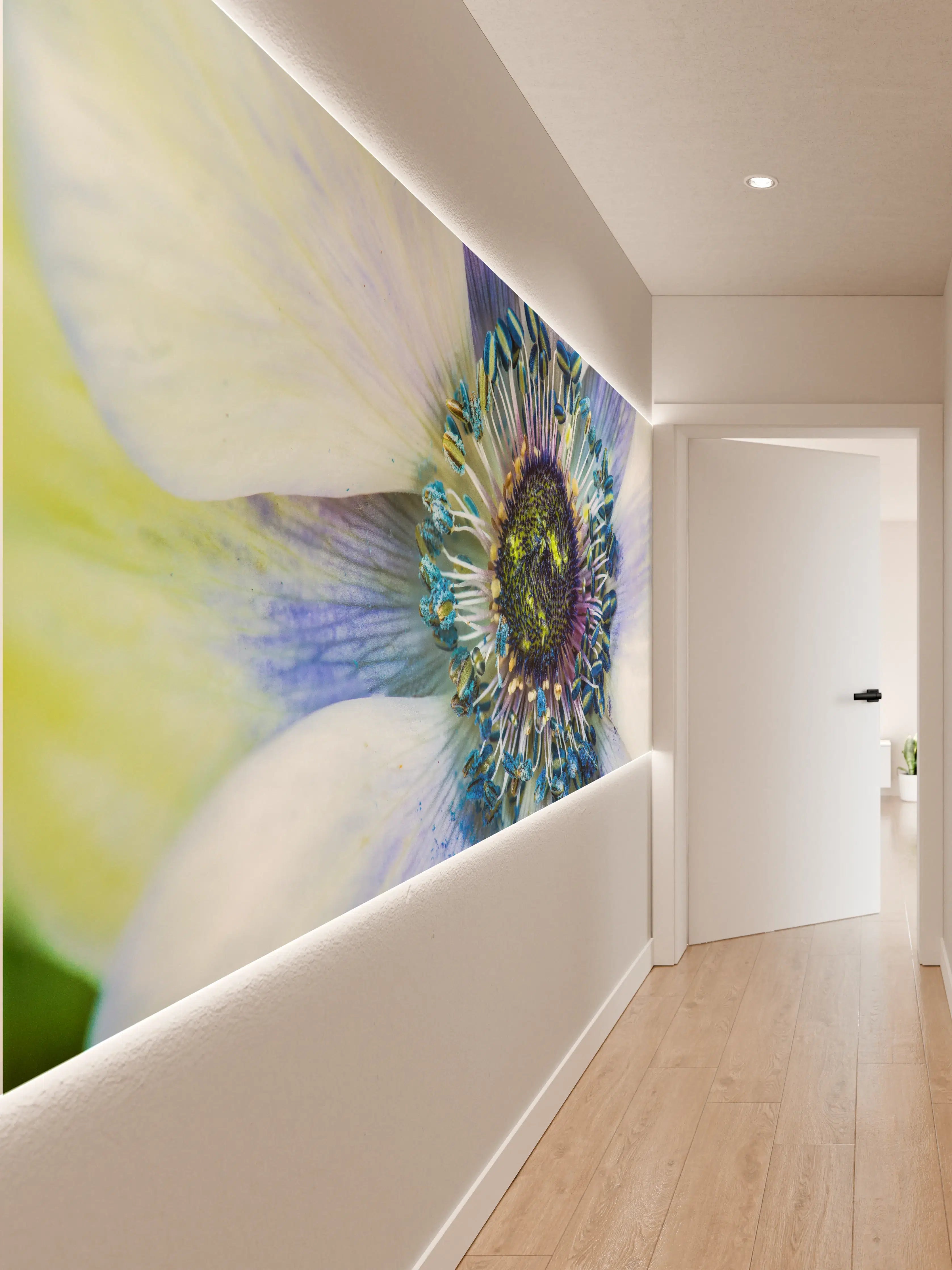 Wandverkleidung Flur - hübsche aufblühende Blume