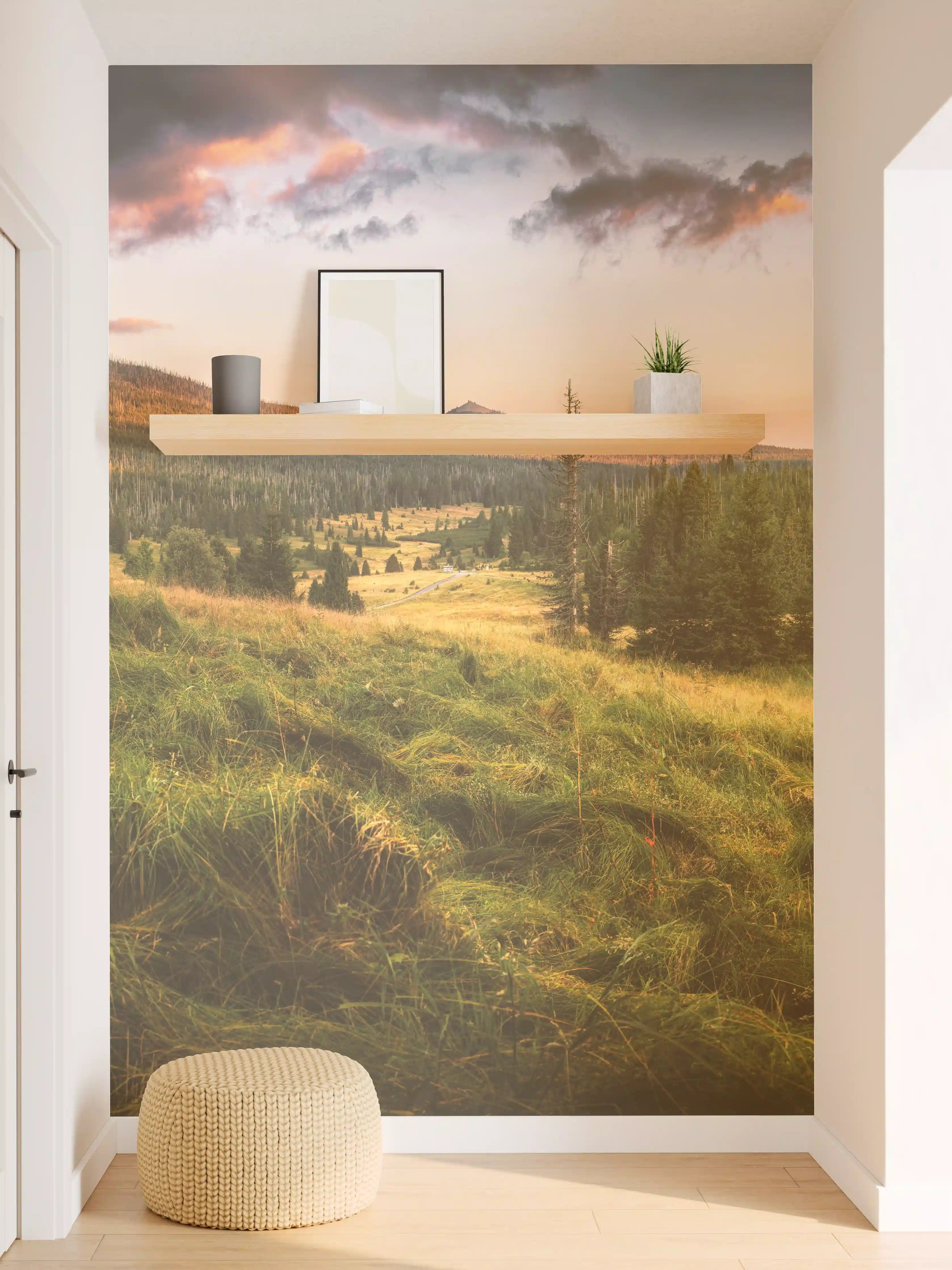 Wandverkleidung Flur - Abendlicher Berg Luzný - Tschechien