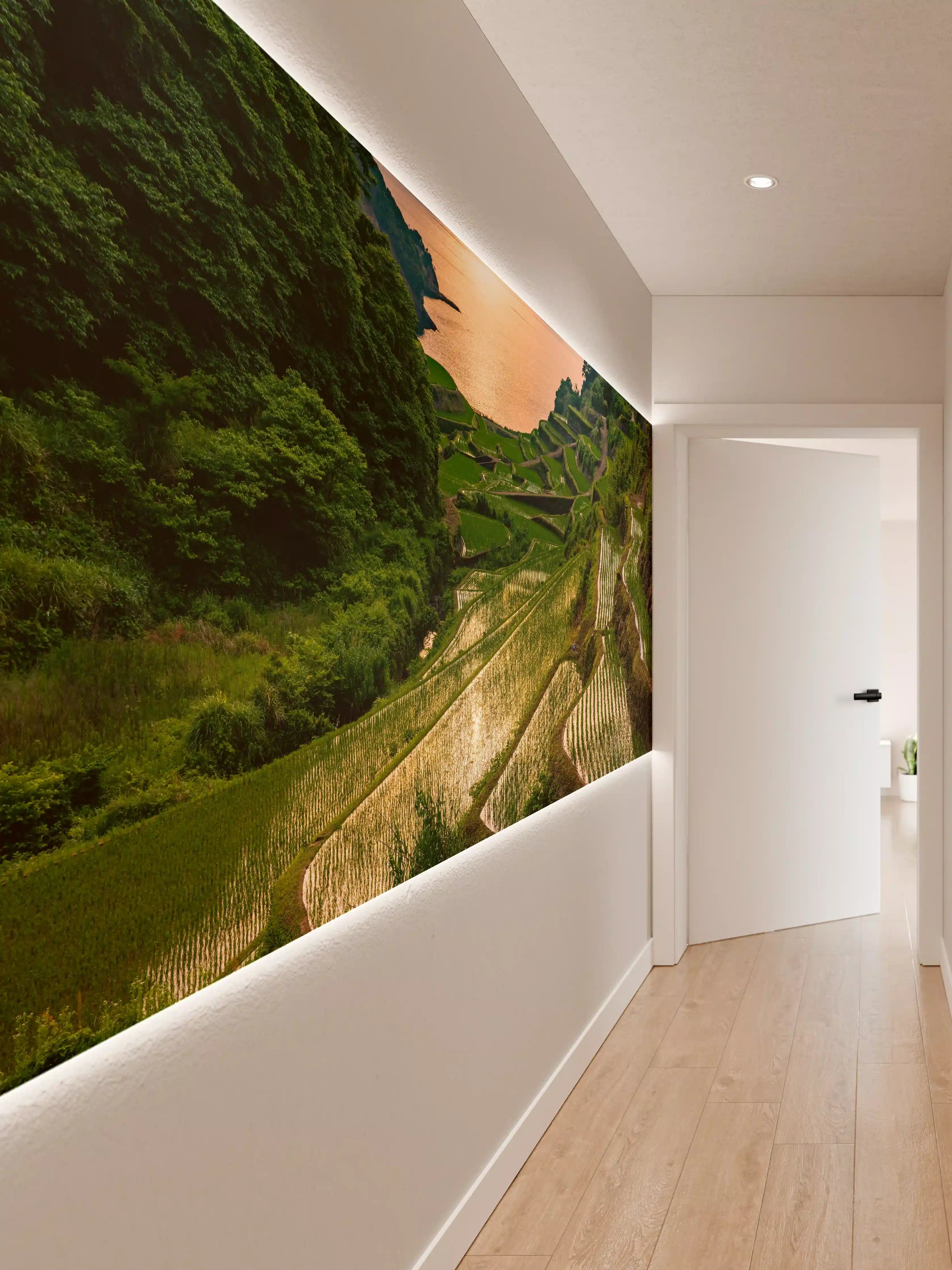 Wandverkleidung Flur - Abendlicher Blick japanische Berglandschaft