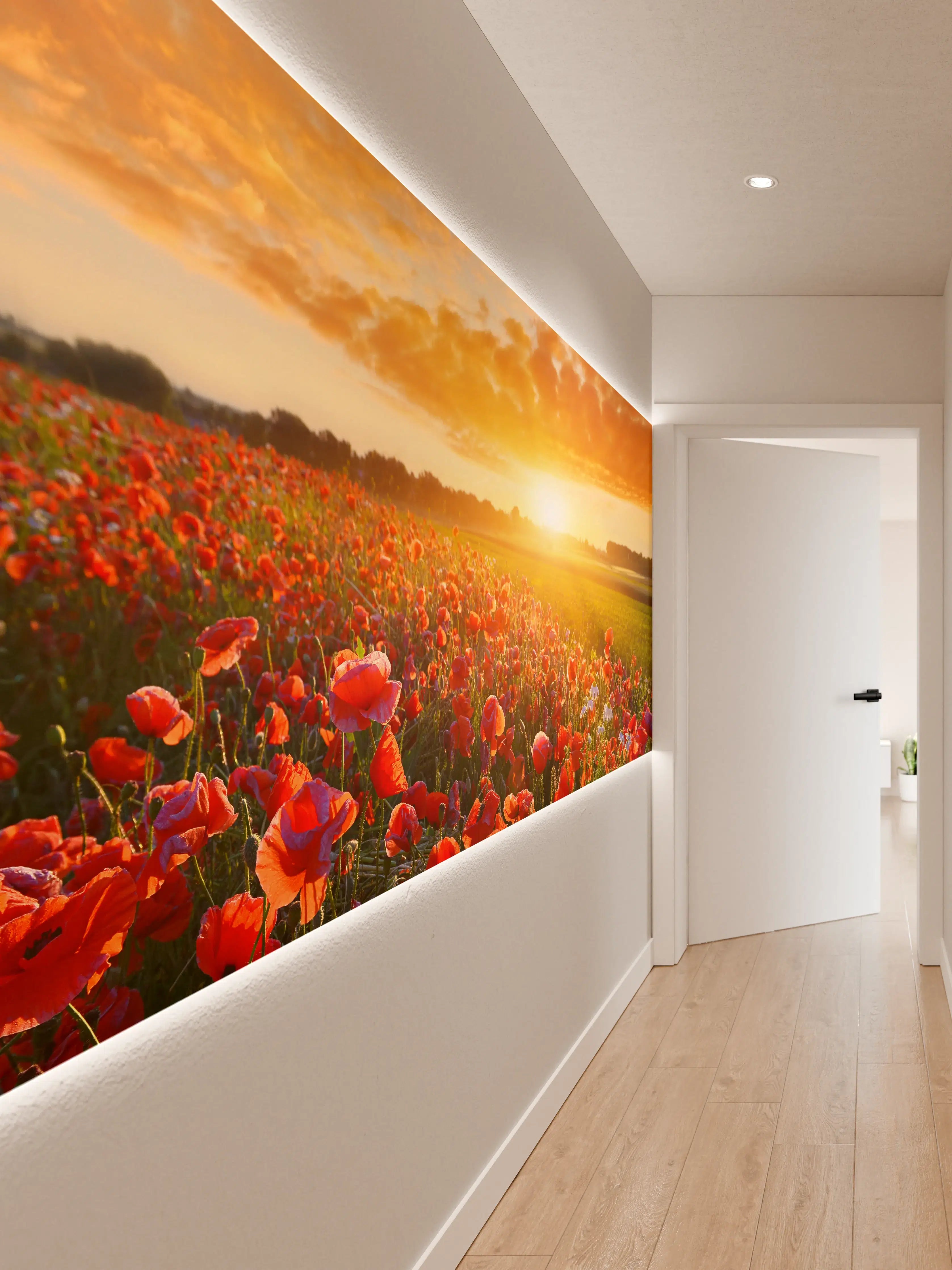 Wandverkleidung Flur - Abendstimmung im Blumengarten