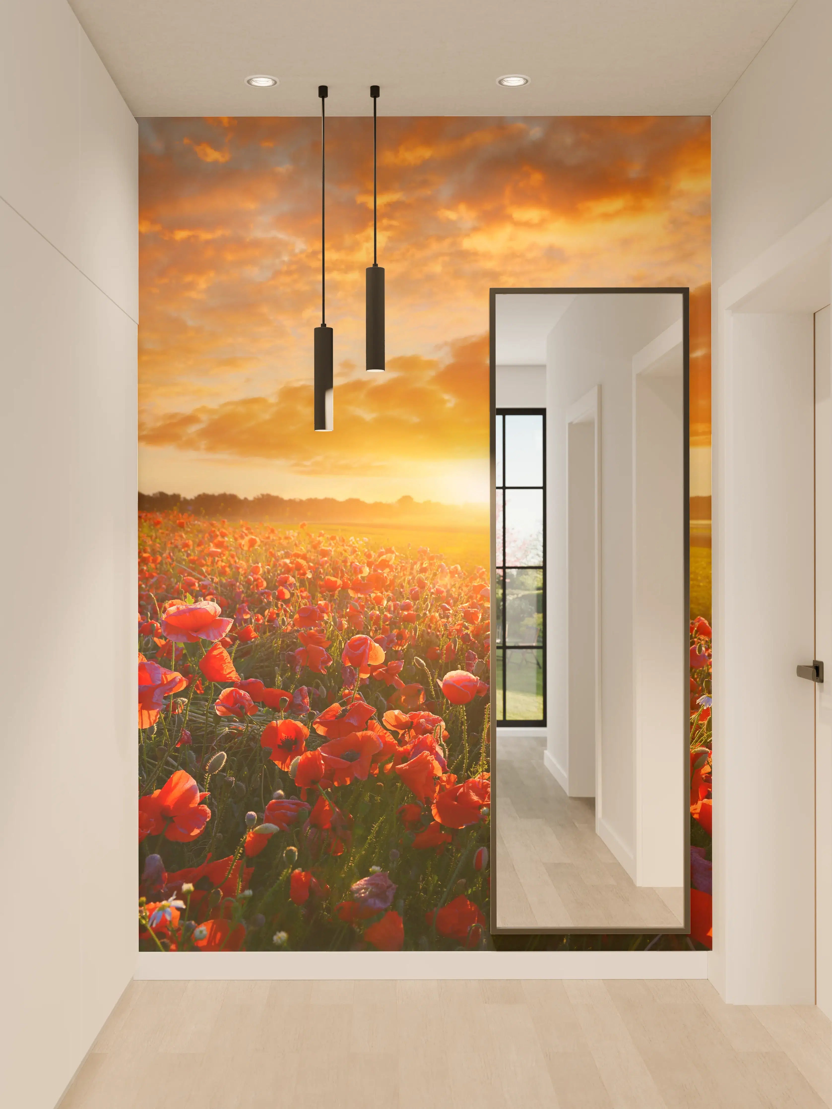 Wandverkleidung Flur - Abendstimmung im Blumengarten