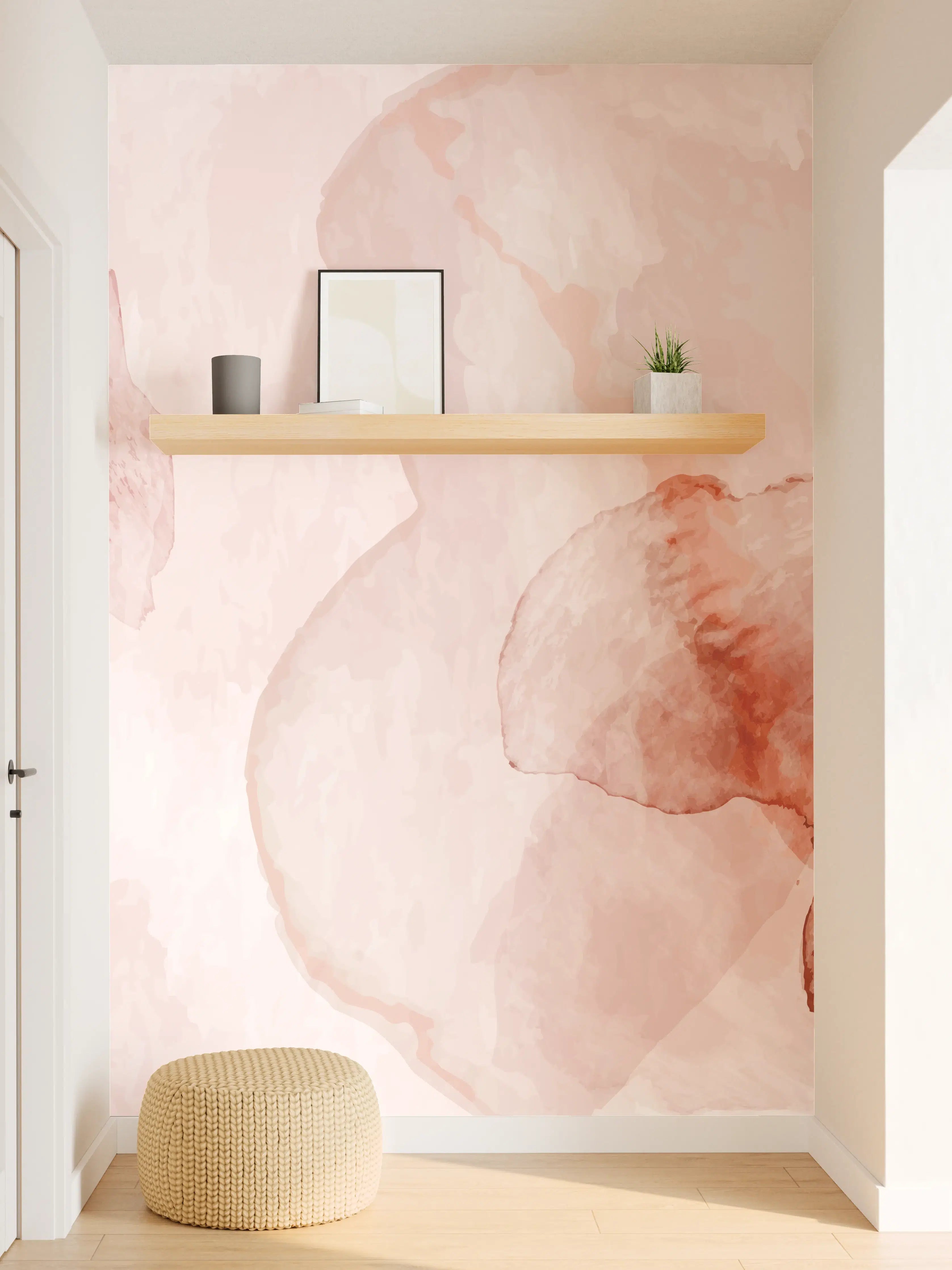 Wandverkleidung Flur - Abstrakte Aquarell Rosa Töne