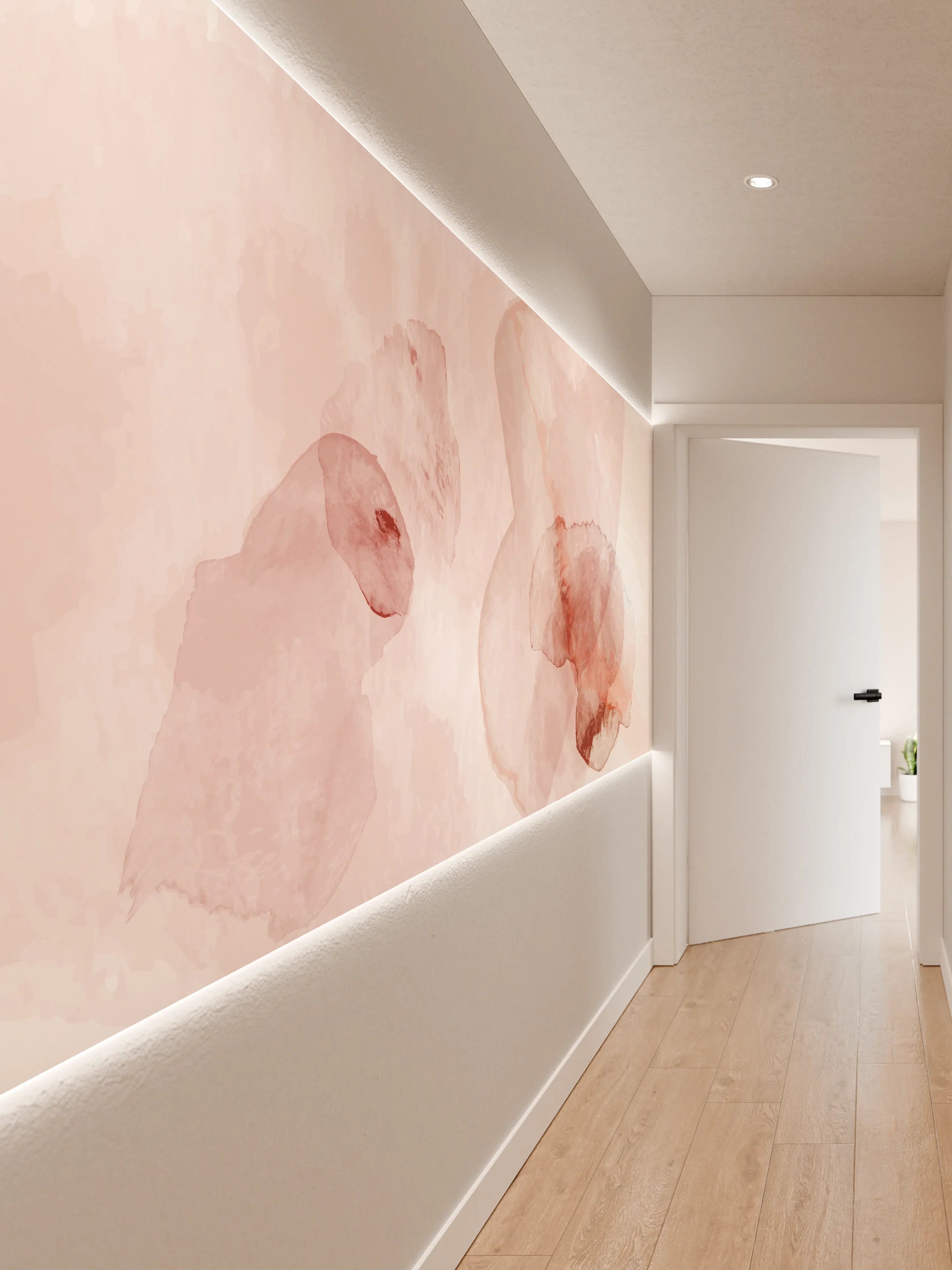 Wandverkleidung Flur - Abstrakte Aquarell Rosa Töne