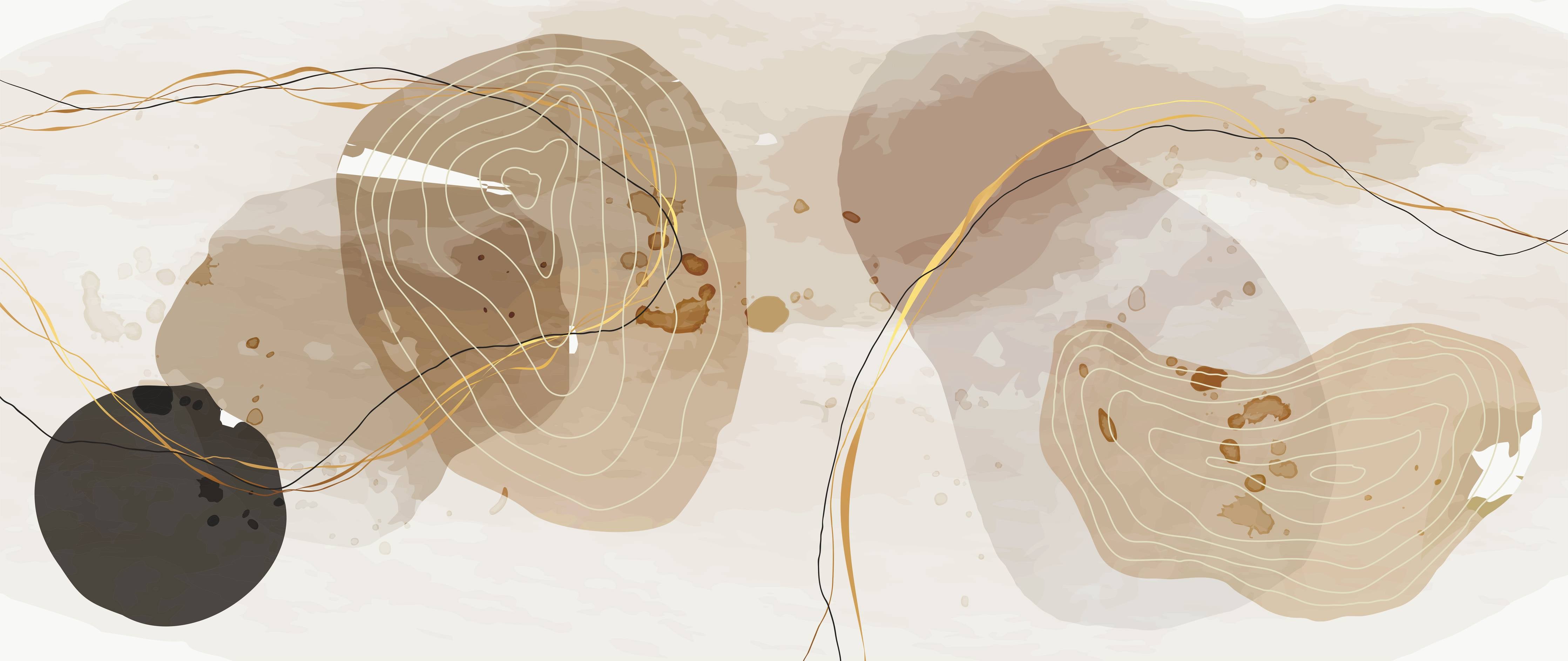 Wandverkleidung Flur-Abstrakte Beige-Braune Linienkunst