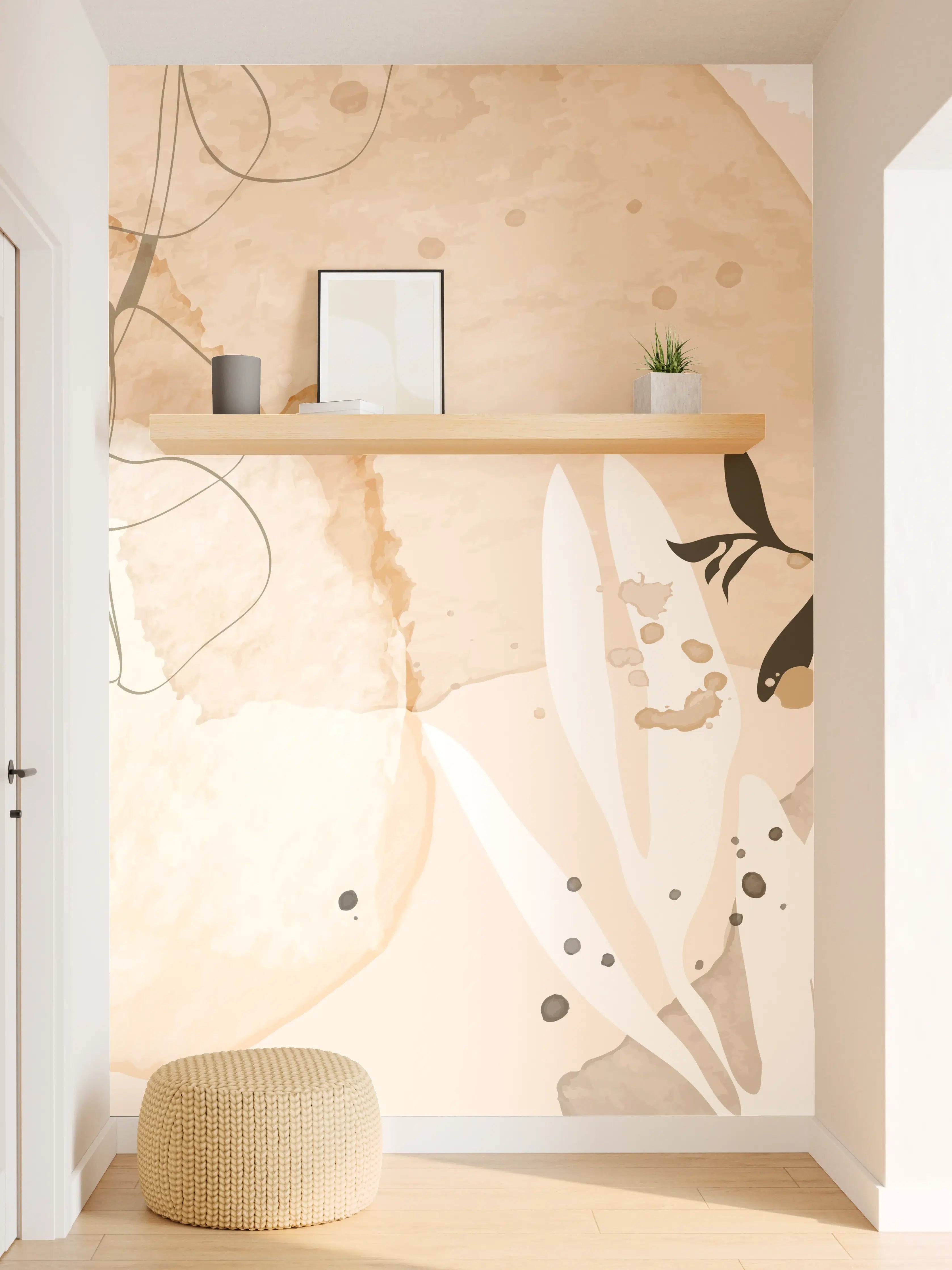 Wandverkleidung Flur - Abstrakte Beige-Töne Kunst