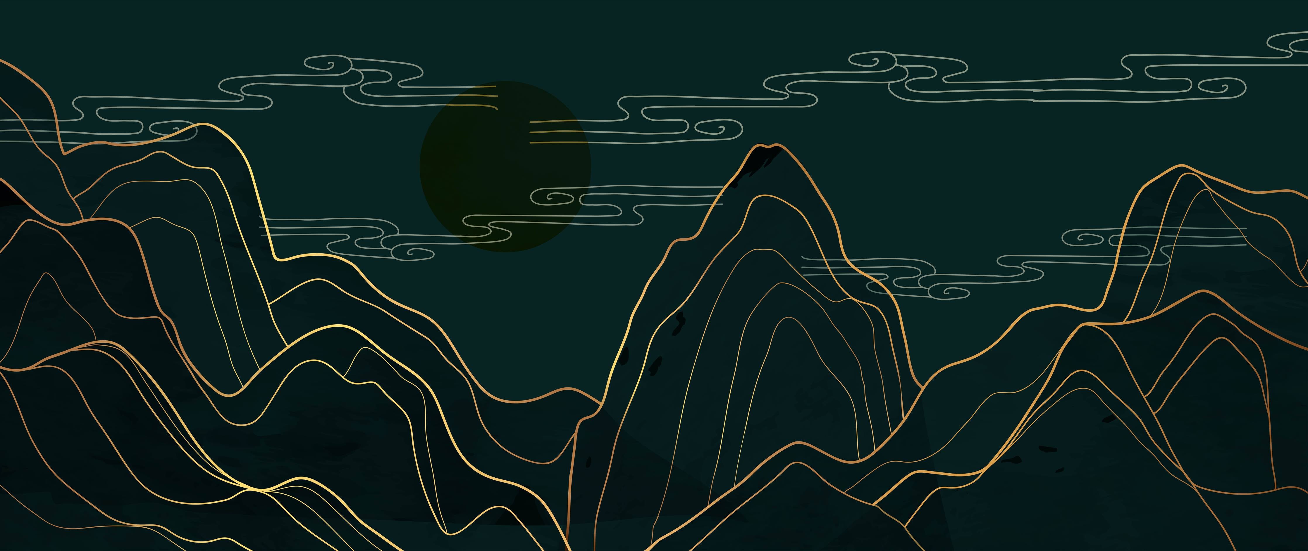 Wandverkleidung Flur-Abstrakte Berglandschaft Linienkunst