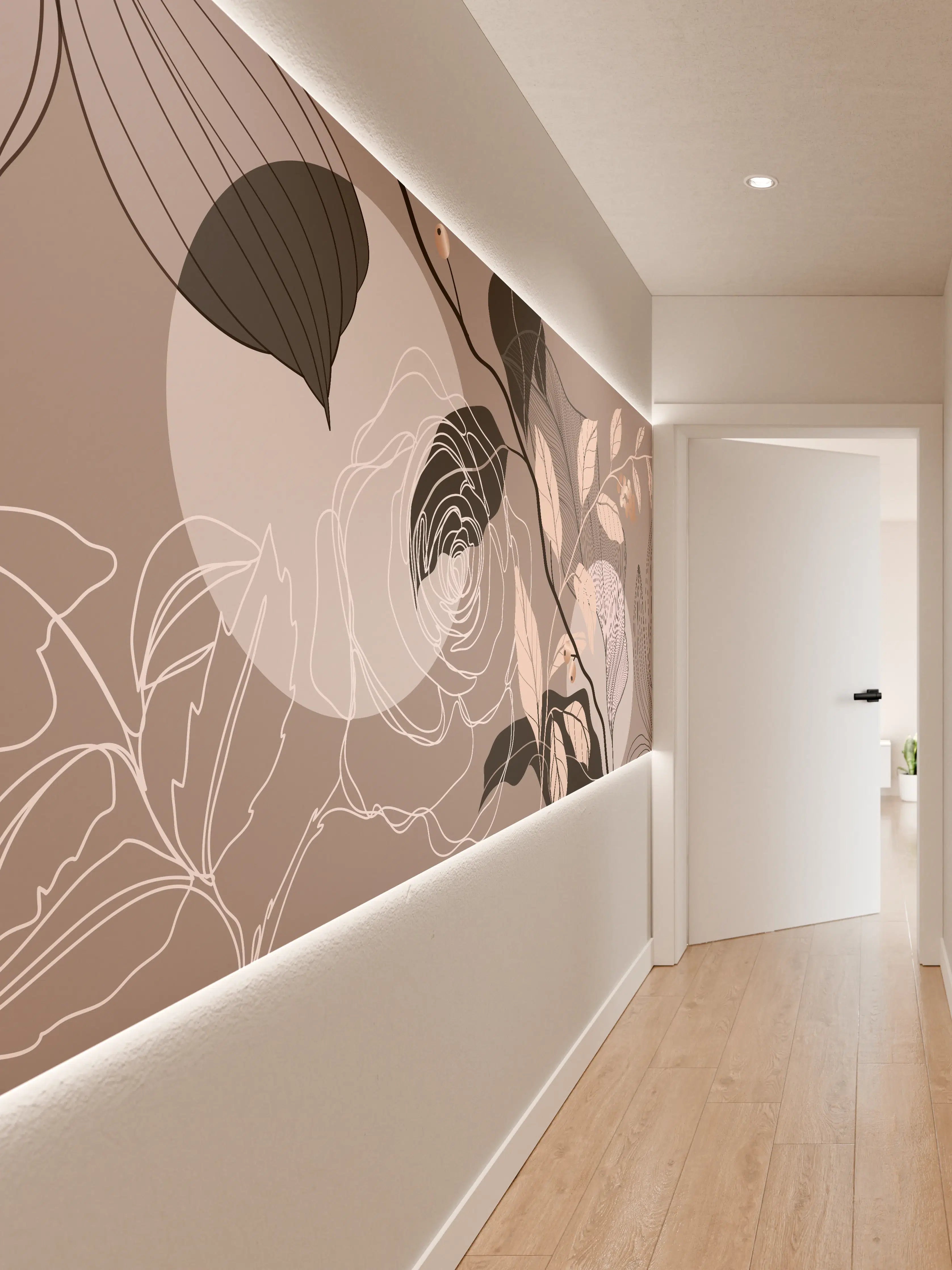 Wandverkleidung Flur - Abstrakte Blumen Illustration