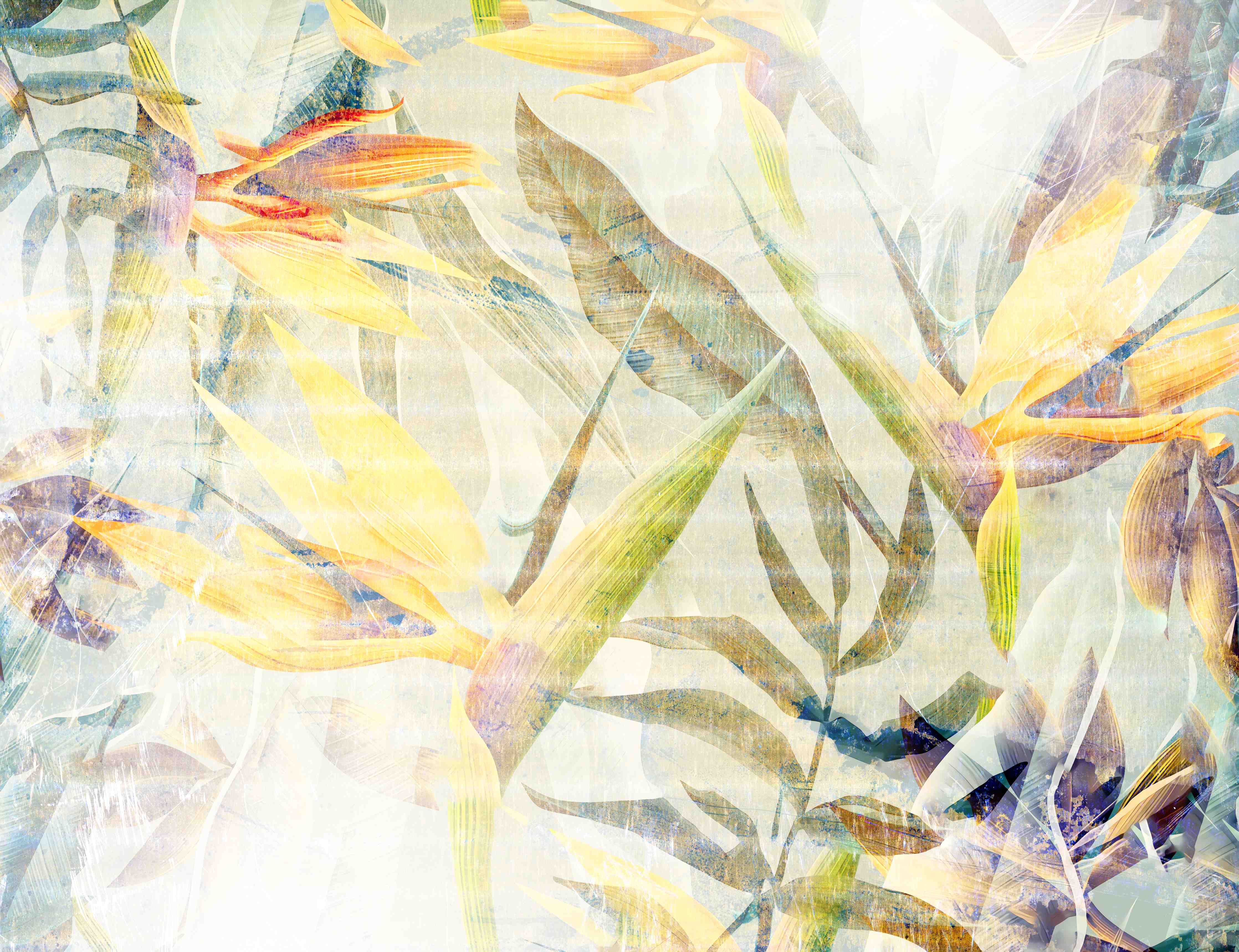 Wandverkleidung Flur-Abstrakte Blumengestaltung in Pastellfarben