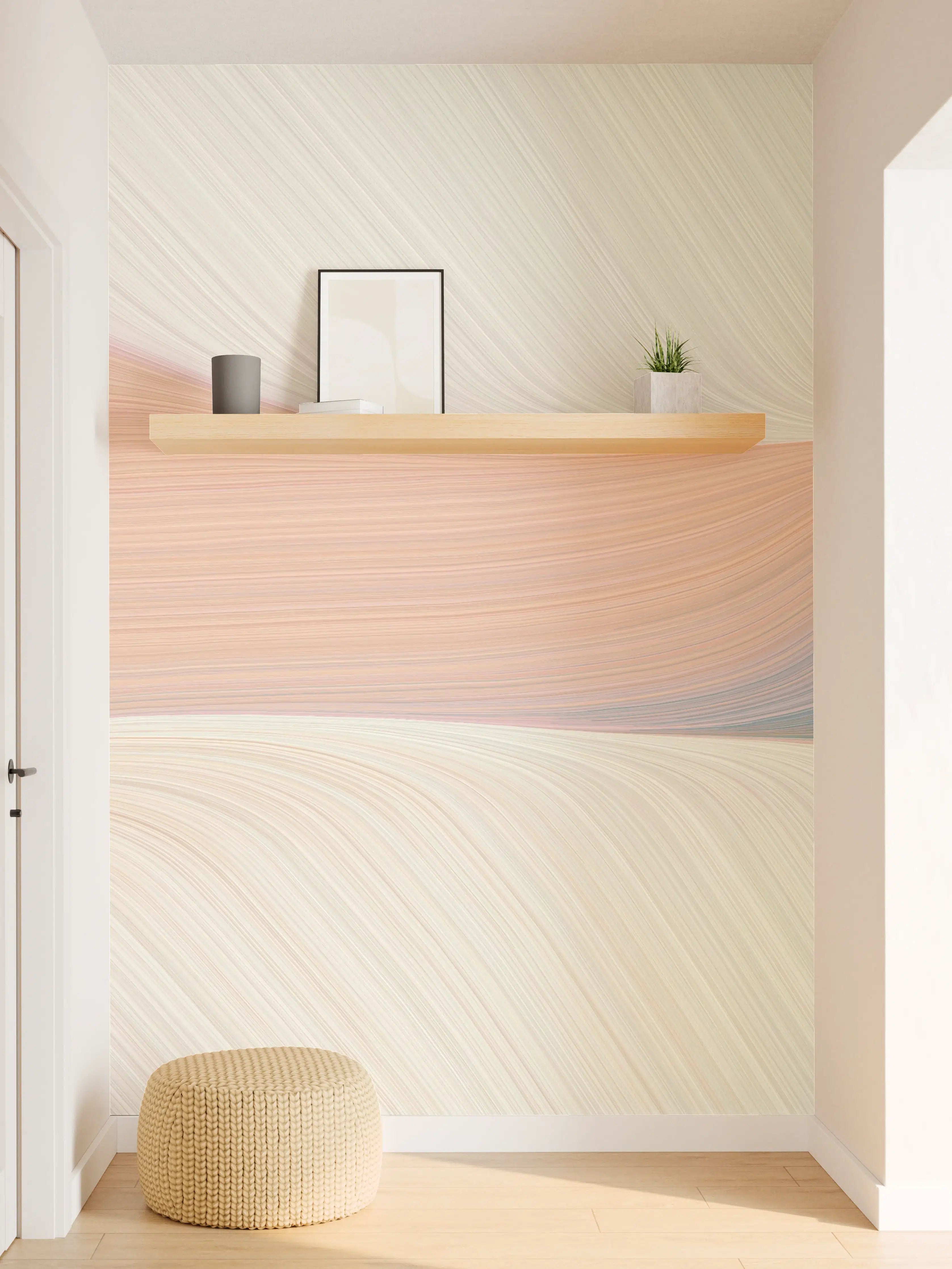 Wandverkleidung Flur - Abstrakte Farbverläufe in Pastell und Dunkelblau