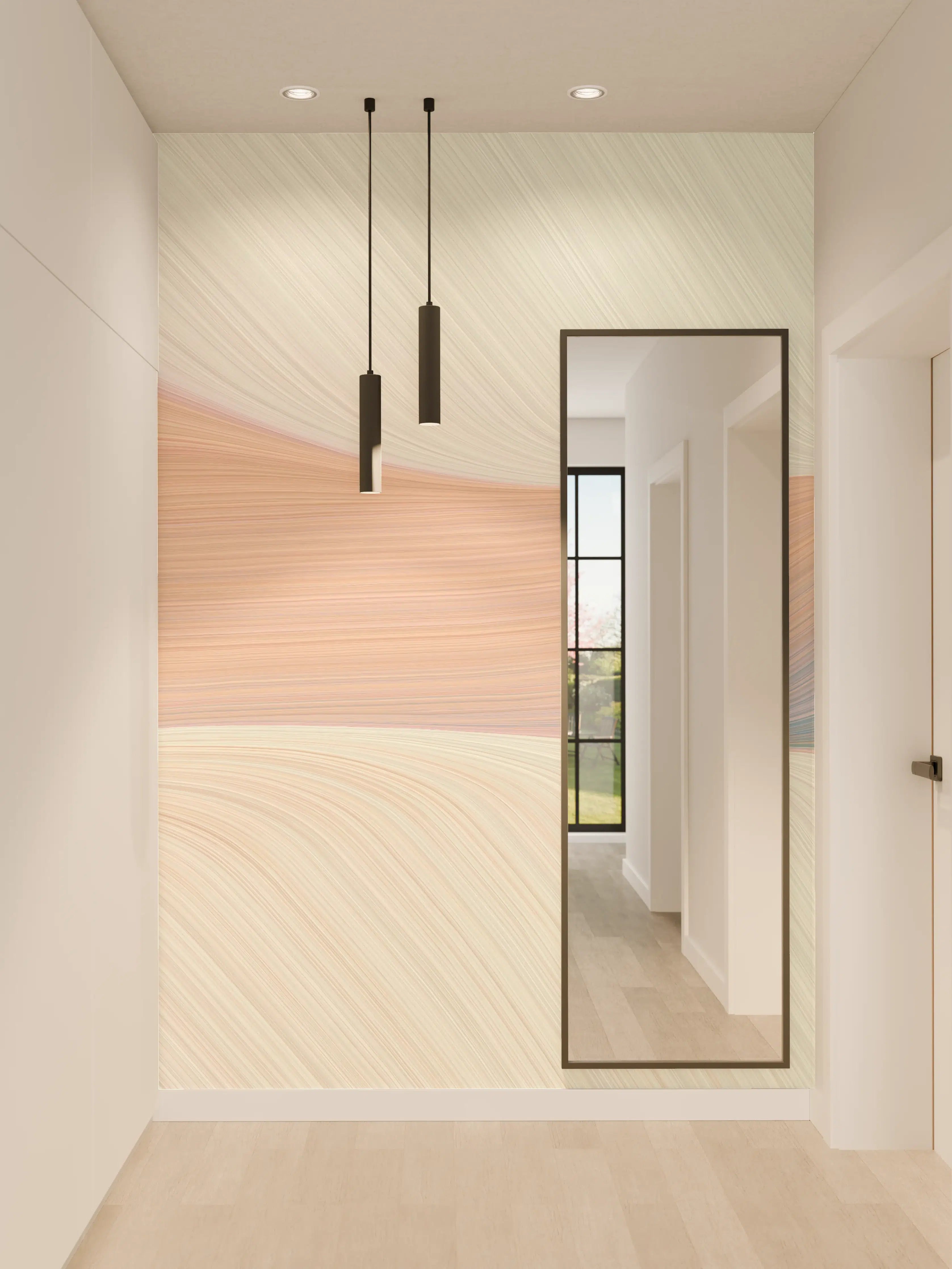 Wandverkleidung Flur - Abstrakte Farbverläufe in Pastell und Dunkelblau