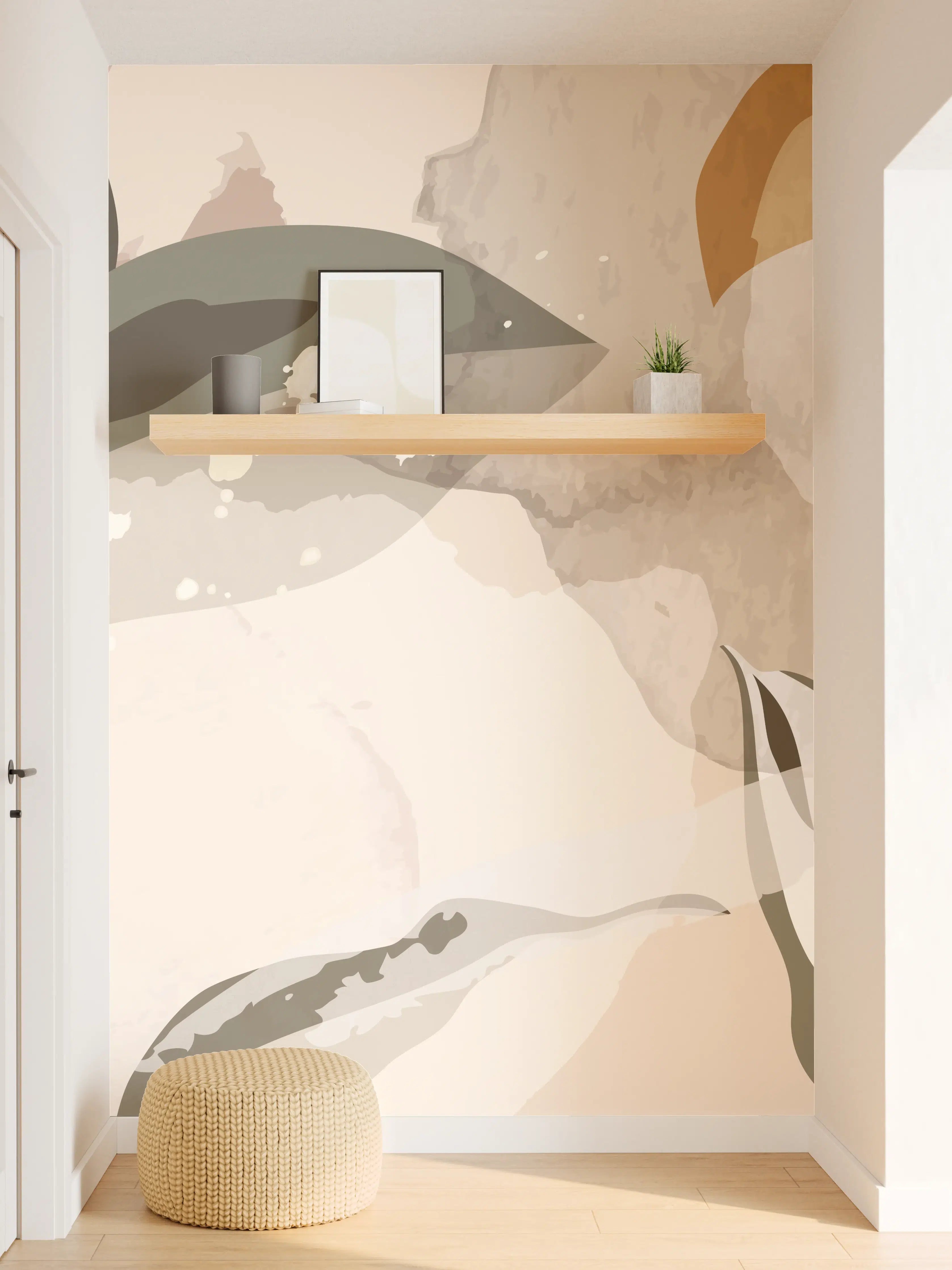 Wandverkleidung Flur - Abstrakte Kunst Beige Braun