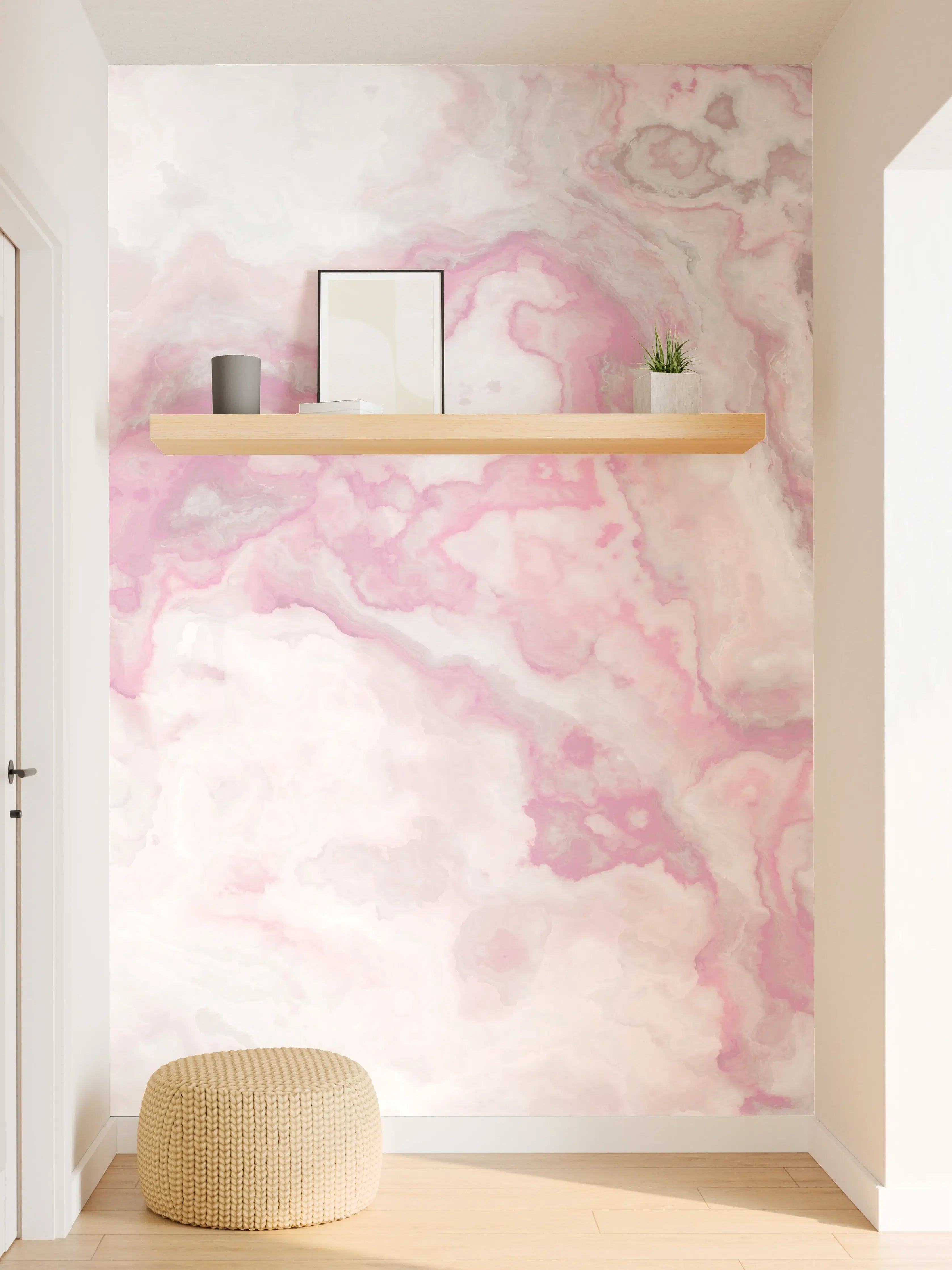 Wandverkleidung Flur - Abstrakte Marmor Struktur - Aquarelldarstellung