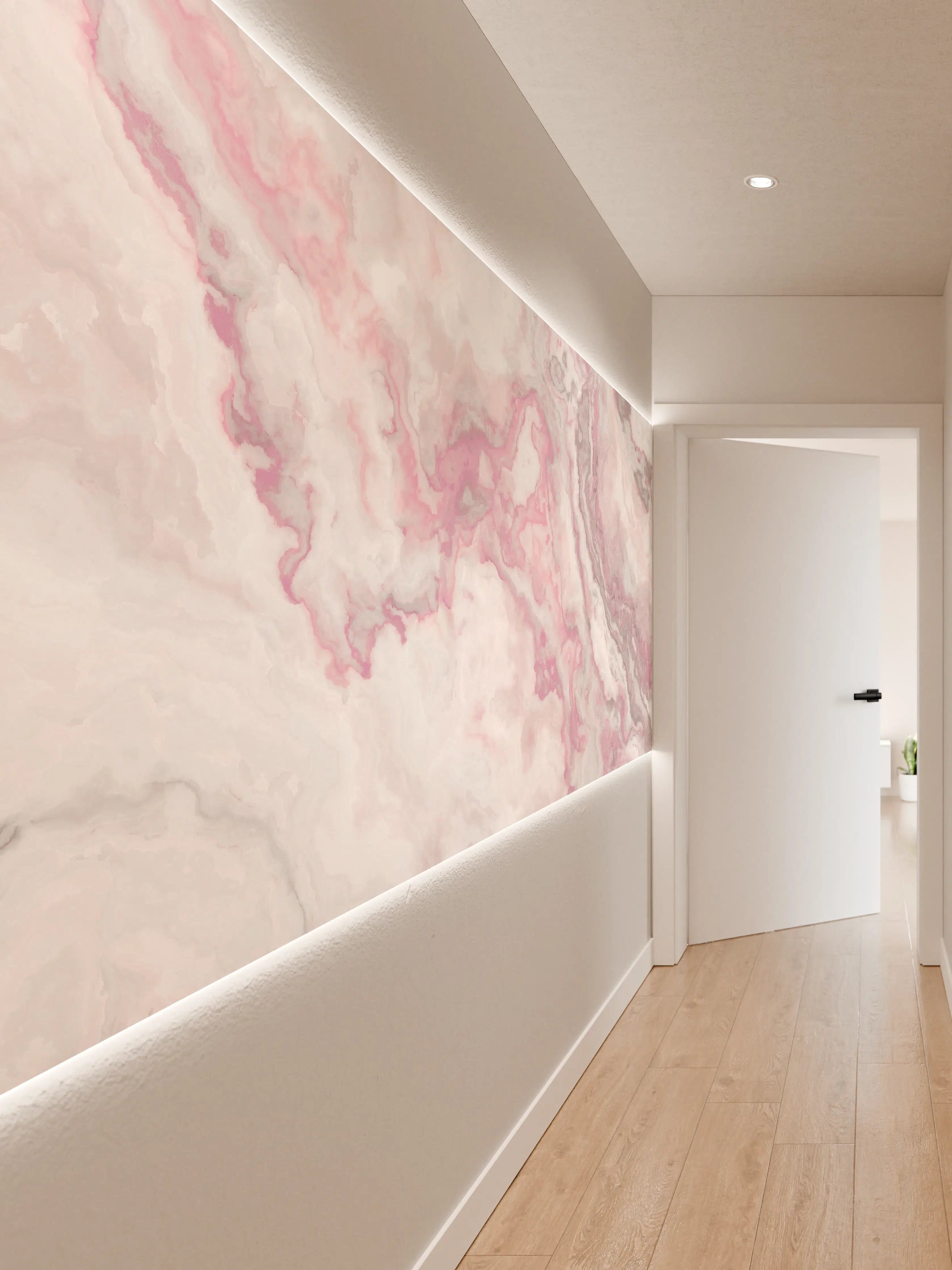 Wandverkleidung Flur - Abstrakte Marmor Struktur - Aquarelldarstellung