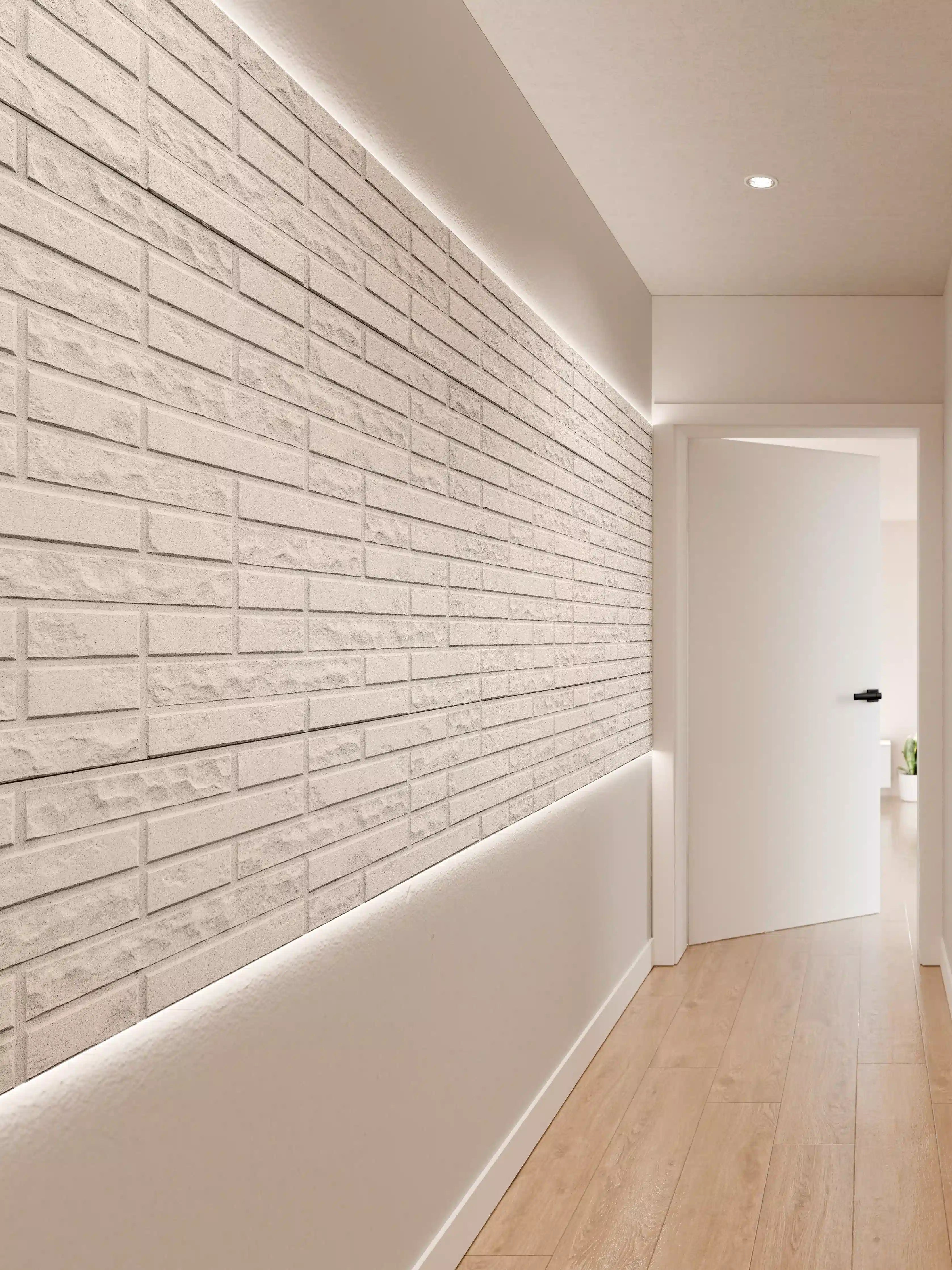 Wandverkleidung Flur - Abstrakte weiße Backsteinmauer