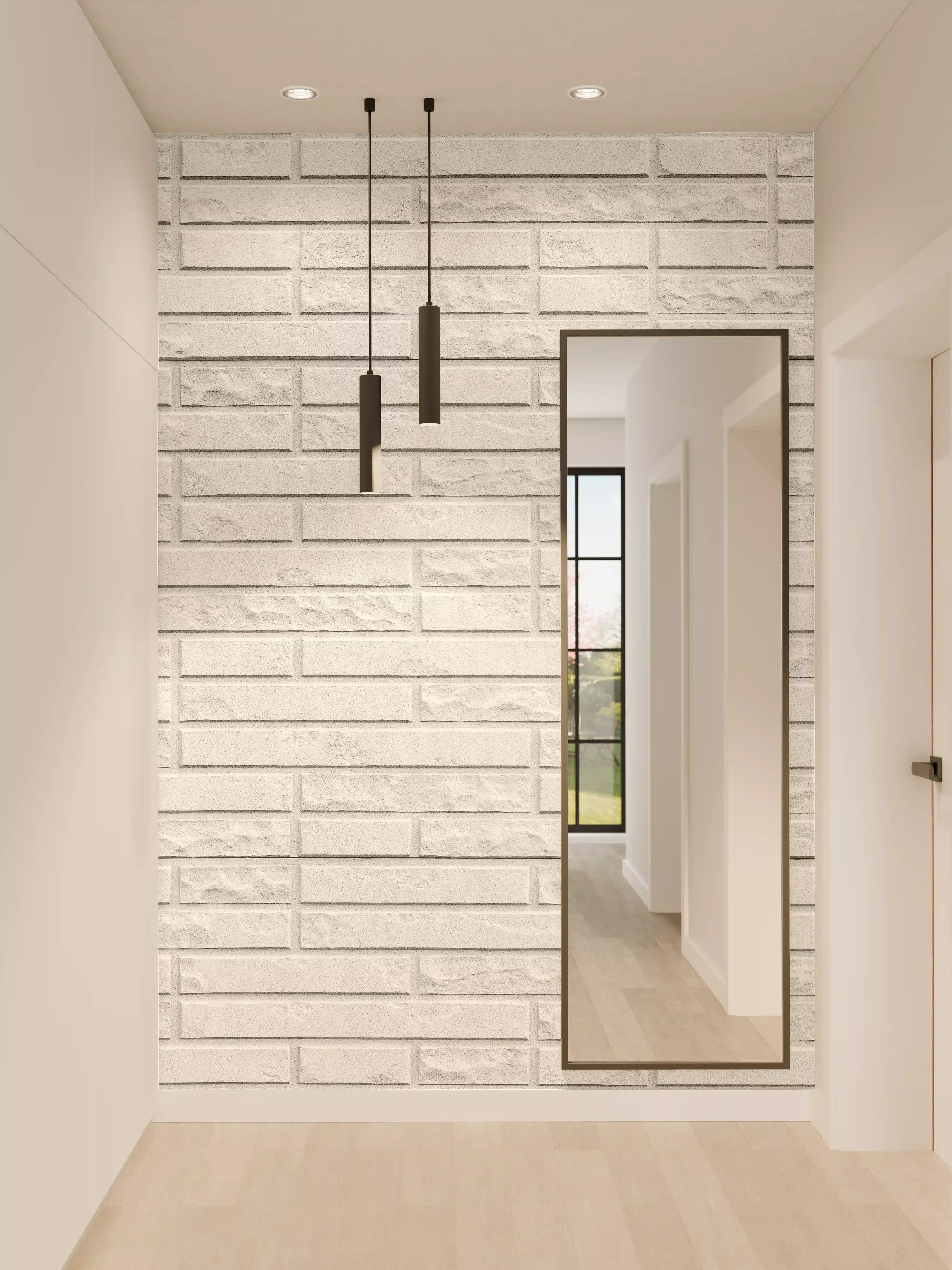 Wandverkleidung Flur - Abstrakte weiße Backsteinmauer