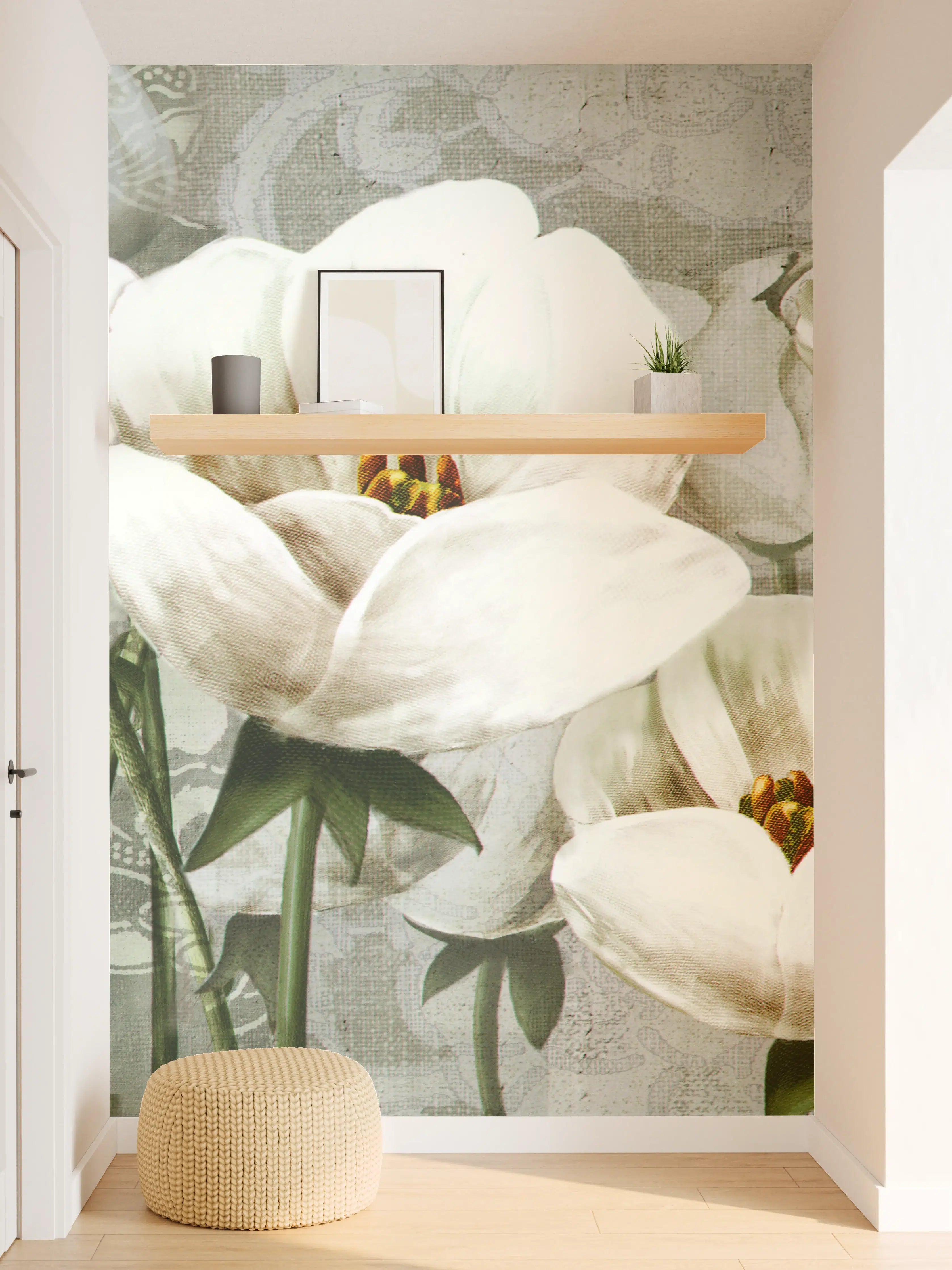 Wandverkleidung Flur - Abstraktes Blumen Tapetendesign