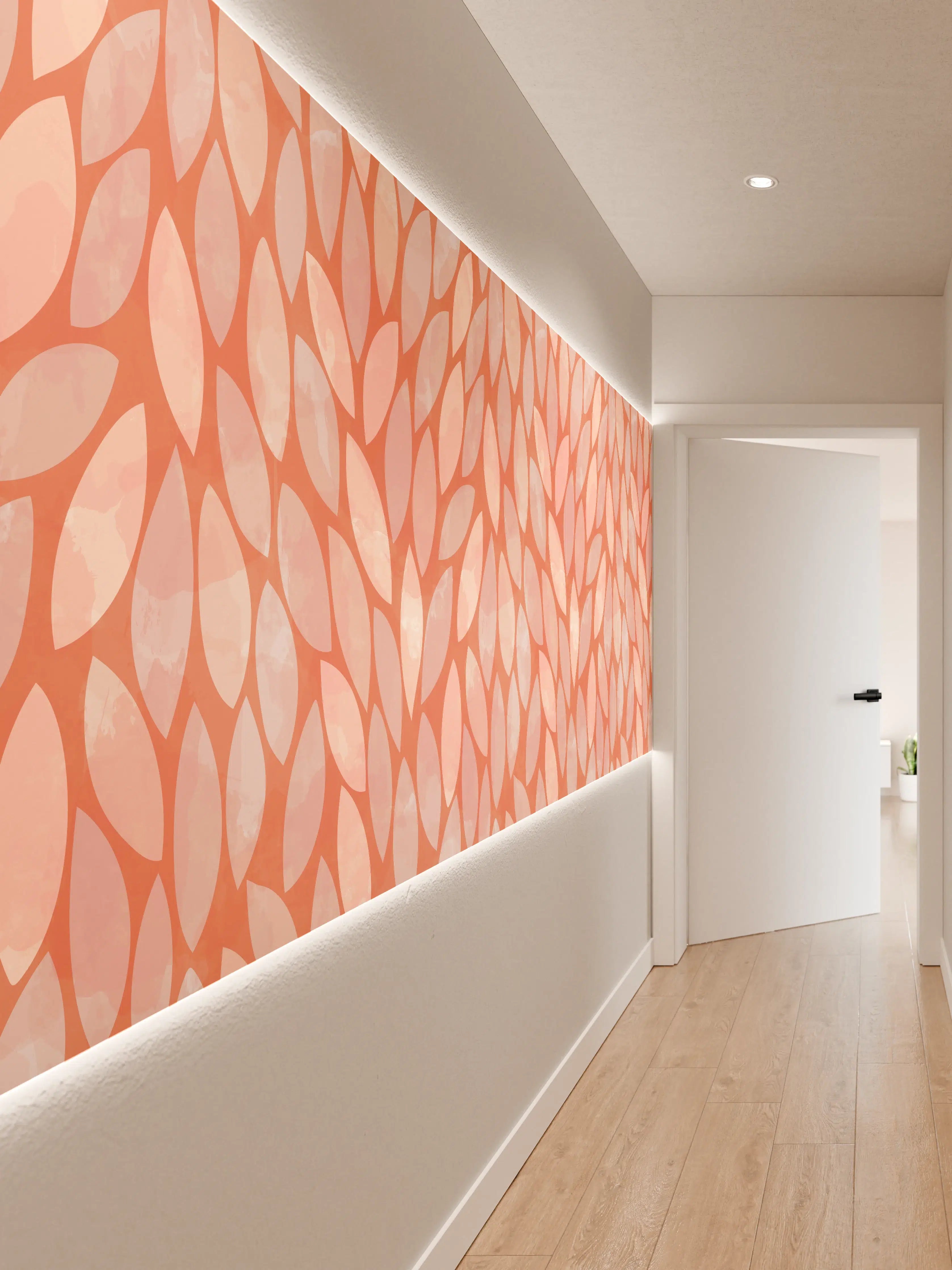Wandverkleidung Flur - Abstraktes Design mit Blättermuster