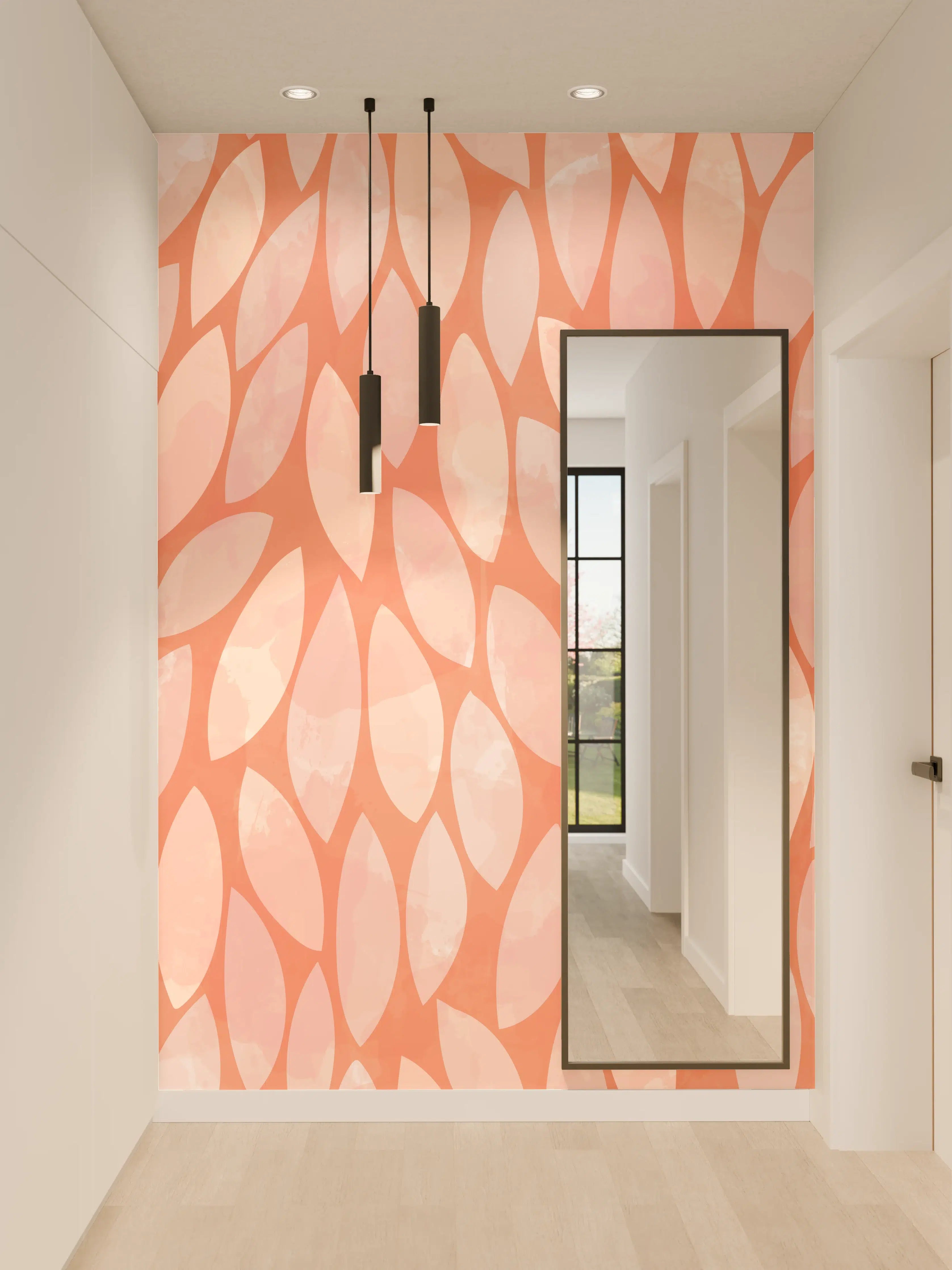 Wandverkleidung Flur - Abstraktes Design mit Blättermuster