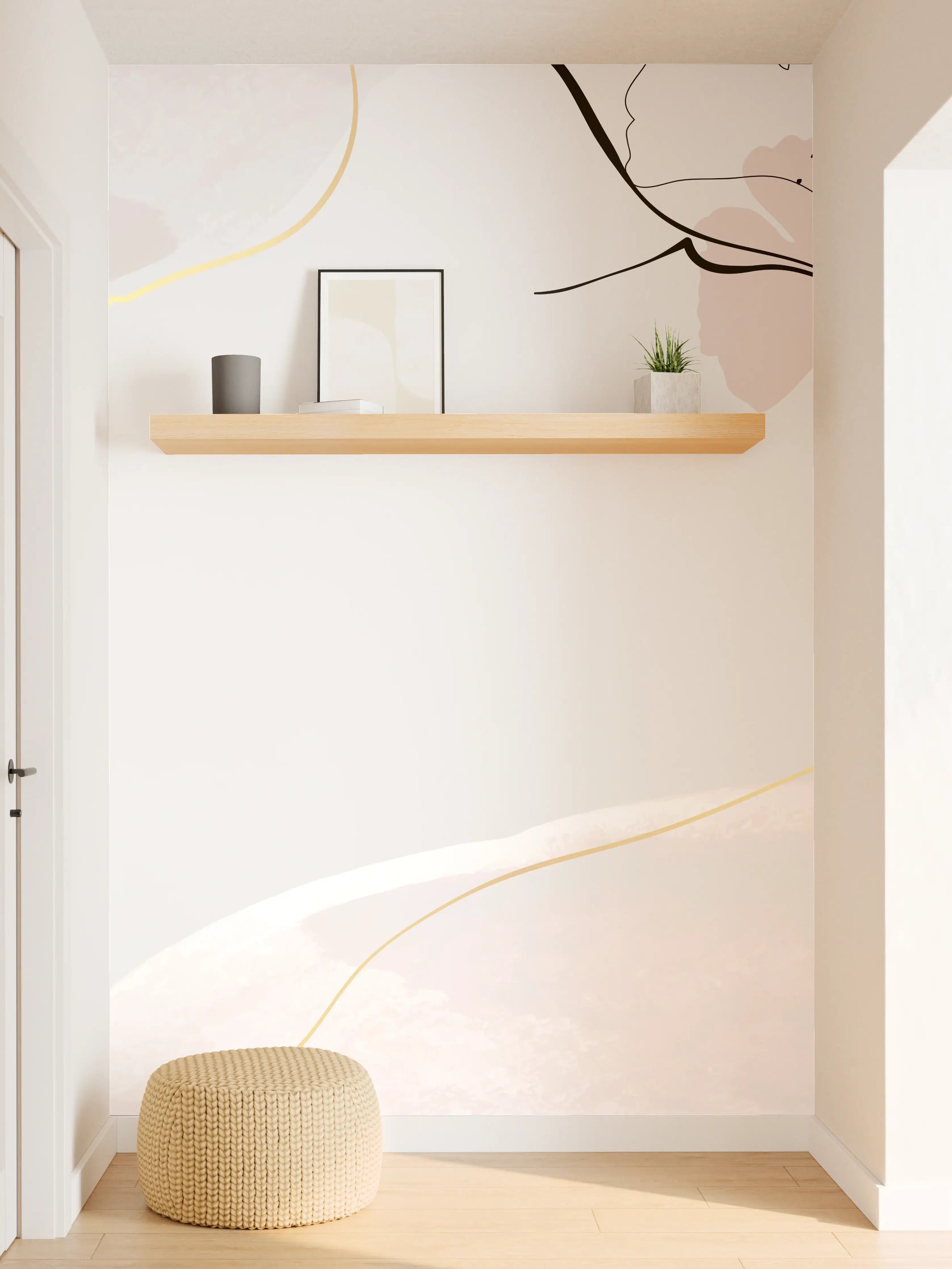 Wandverkleidung Flur - Abstraktes Ginkgo-Blatt Design