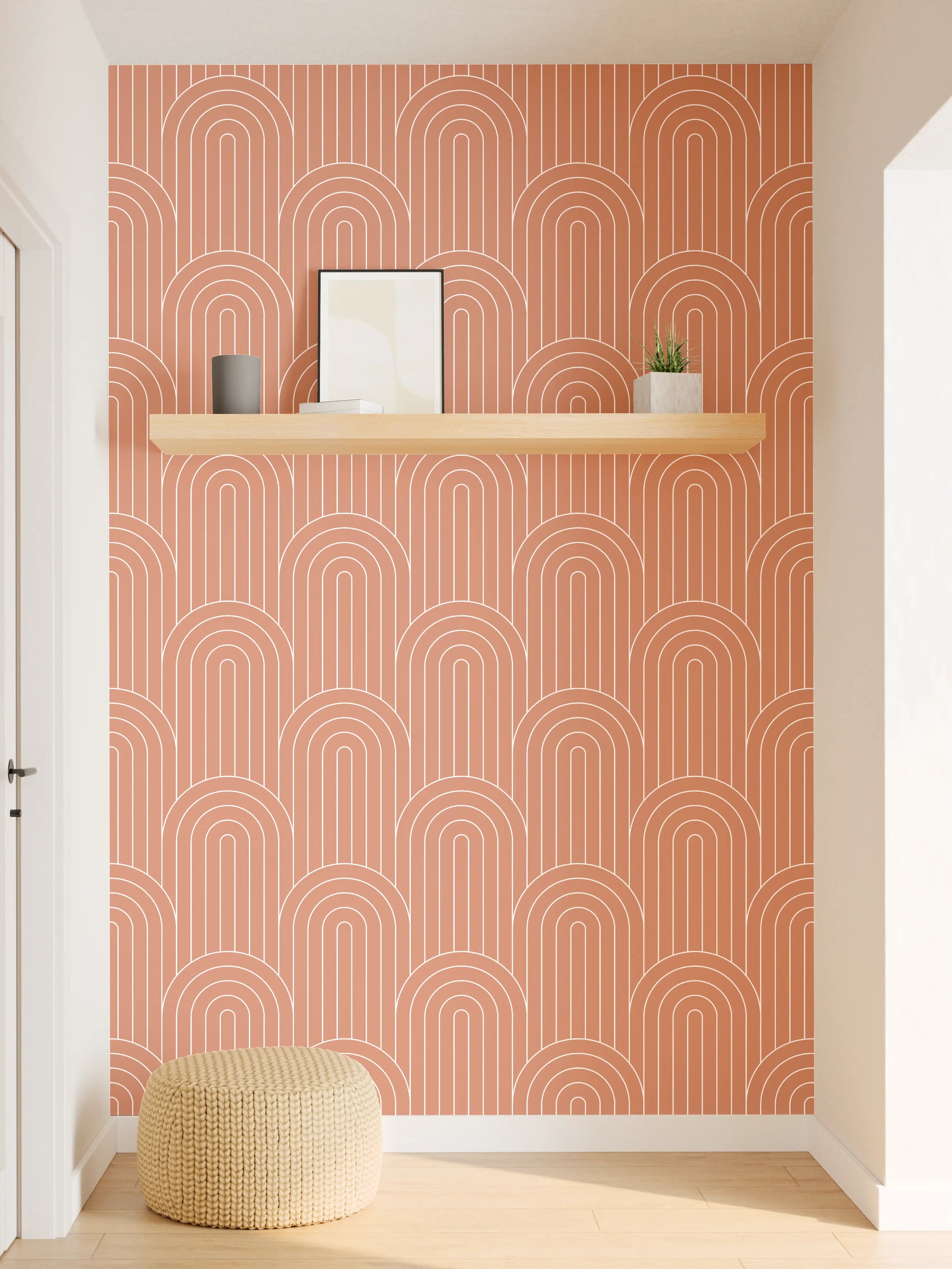Wandverkleidung Flur - Abstraktes Muster in warmer Terrakotta-Farbe