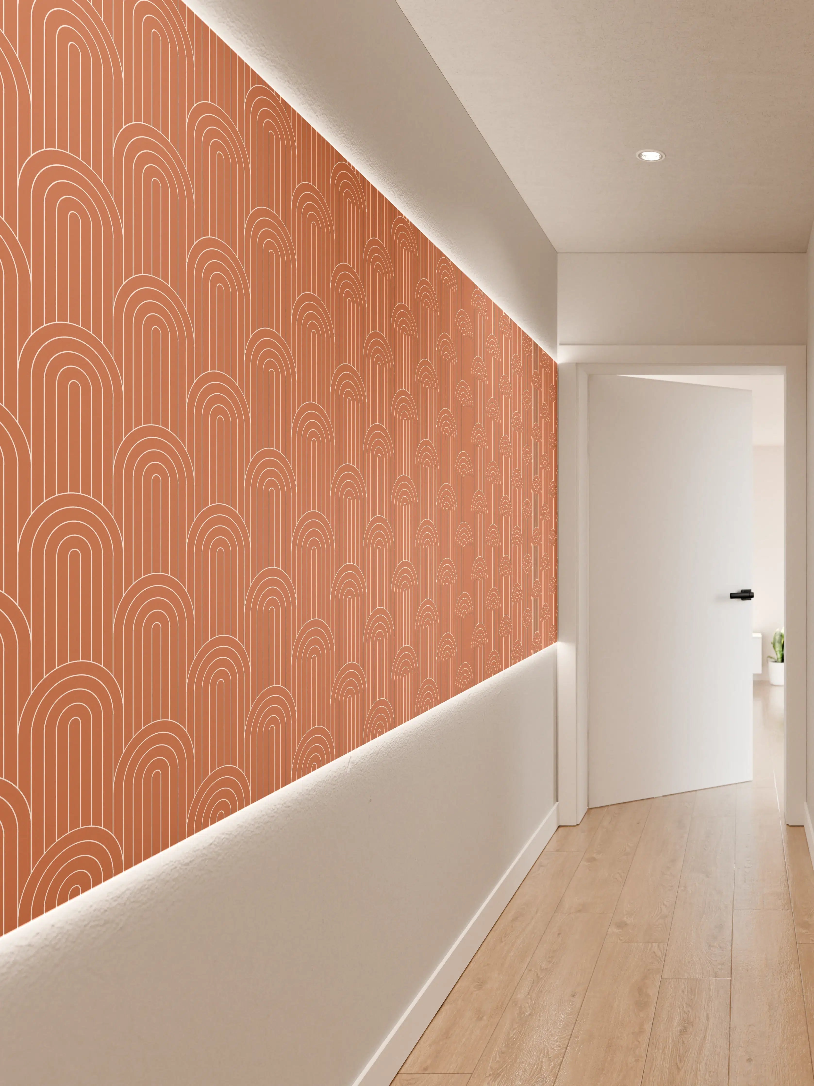 Wandverkleidung Flur - Abstraktes Muster in warmer Terrakotta-Farbe