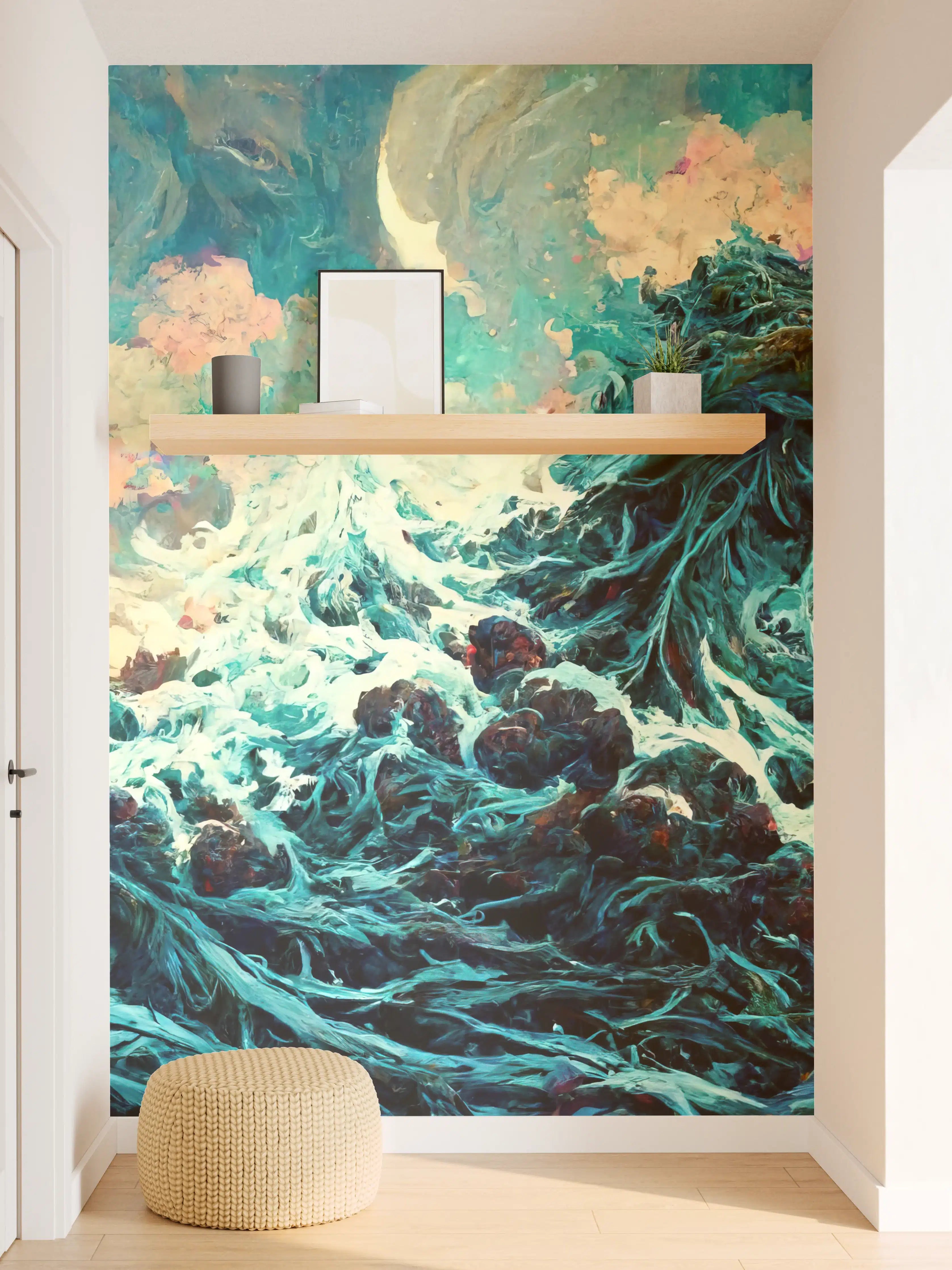 Wandverkleidung Flur - Abstraktes Wellen Gemälde