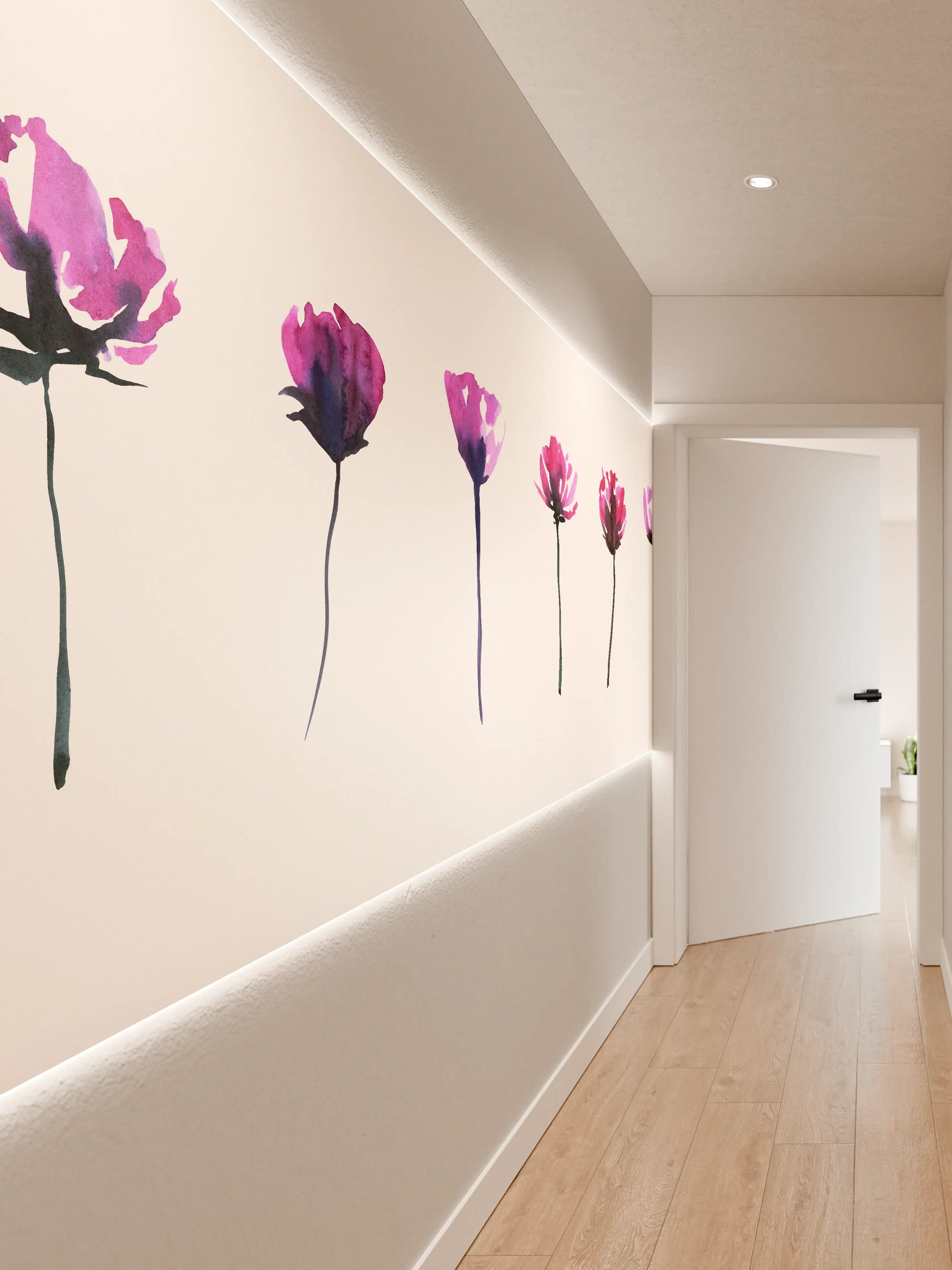 Wandverkleidung Flur - Abstraktes modernes Blumenset