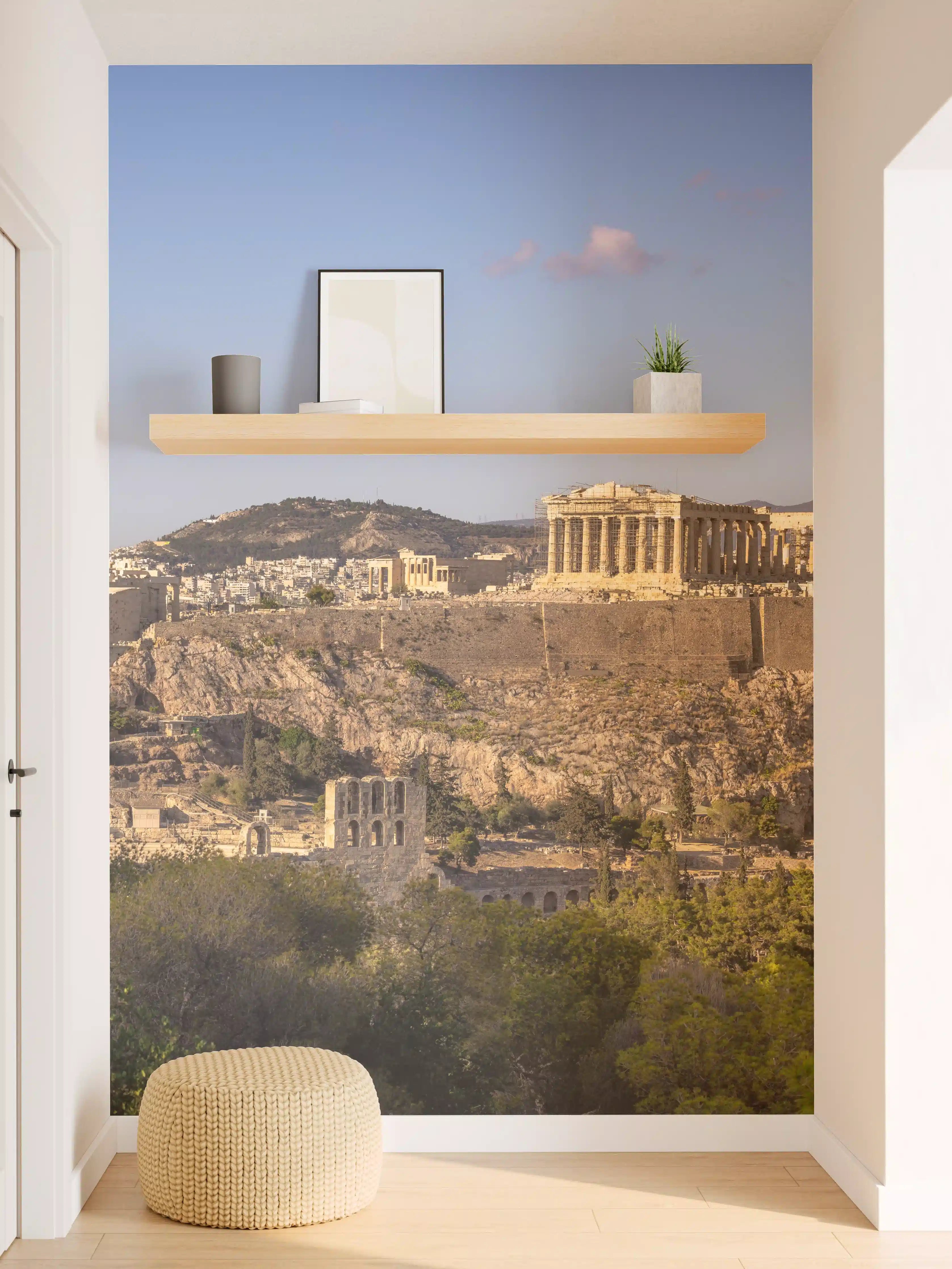 Wandverkleidung Flur - Akropolis Panorama Beige-Blau