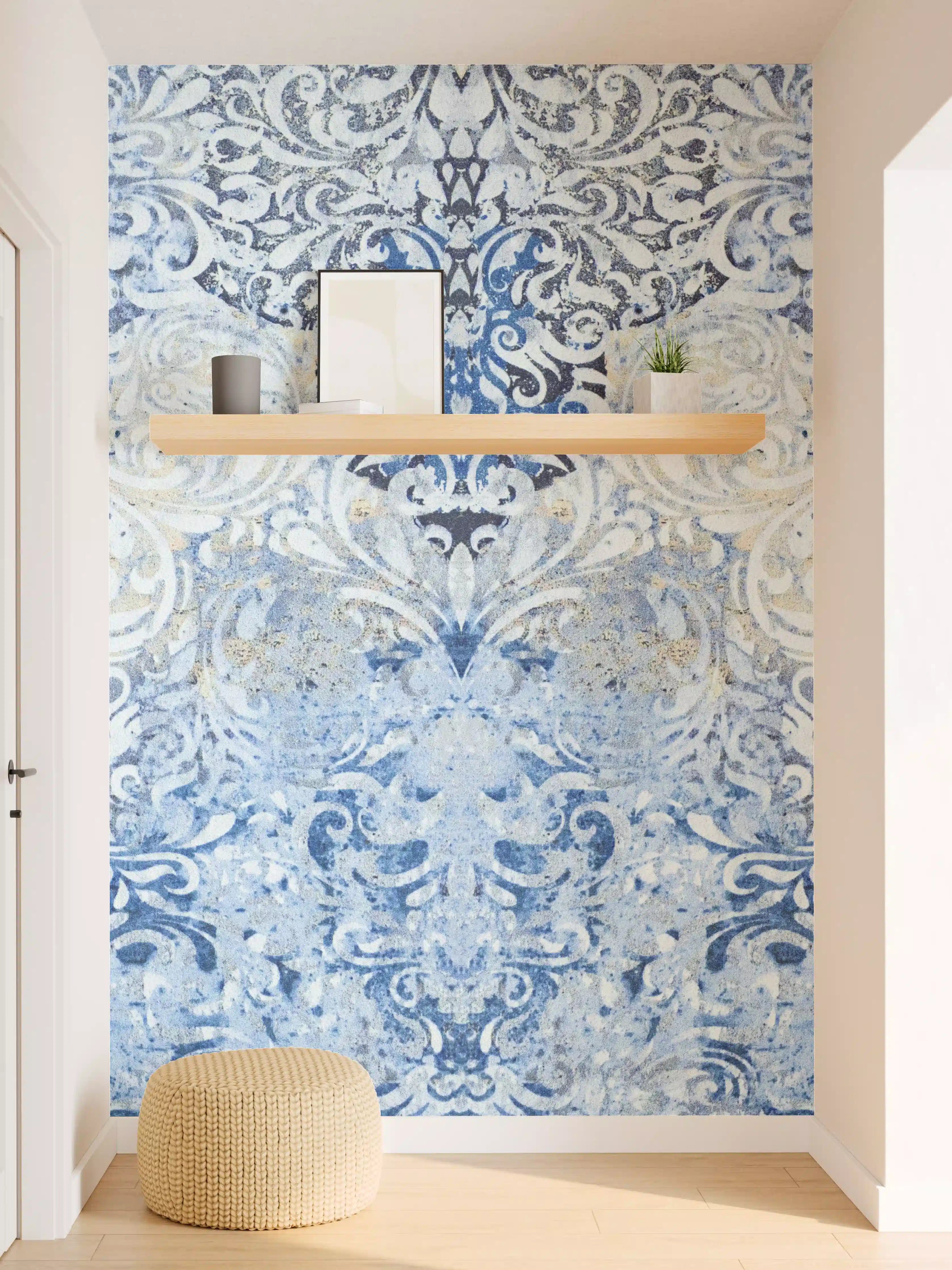 Wandverkleidung Flur - Alt blau graues vintage Fliesenmuster