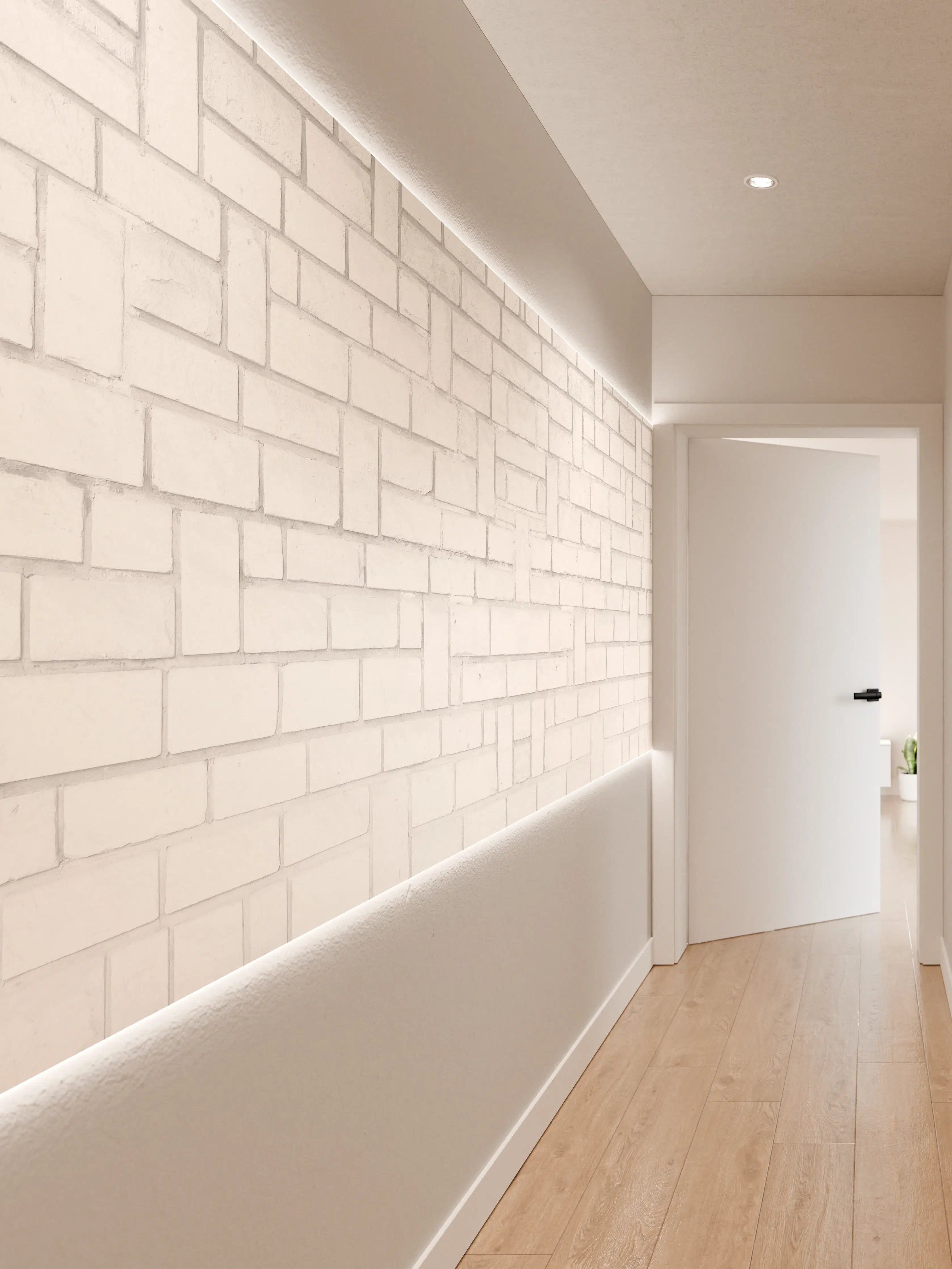 Wandverkleidung Flur - Alte weiße Backsteinmauer Muster