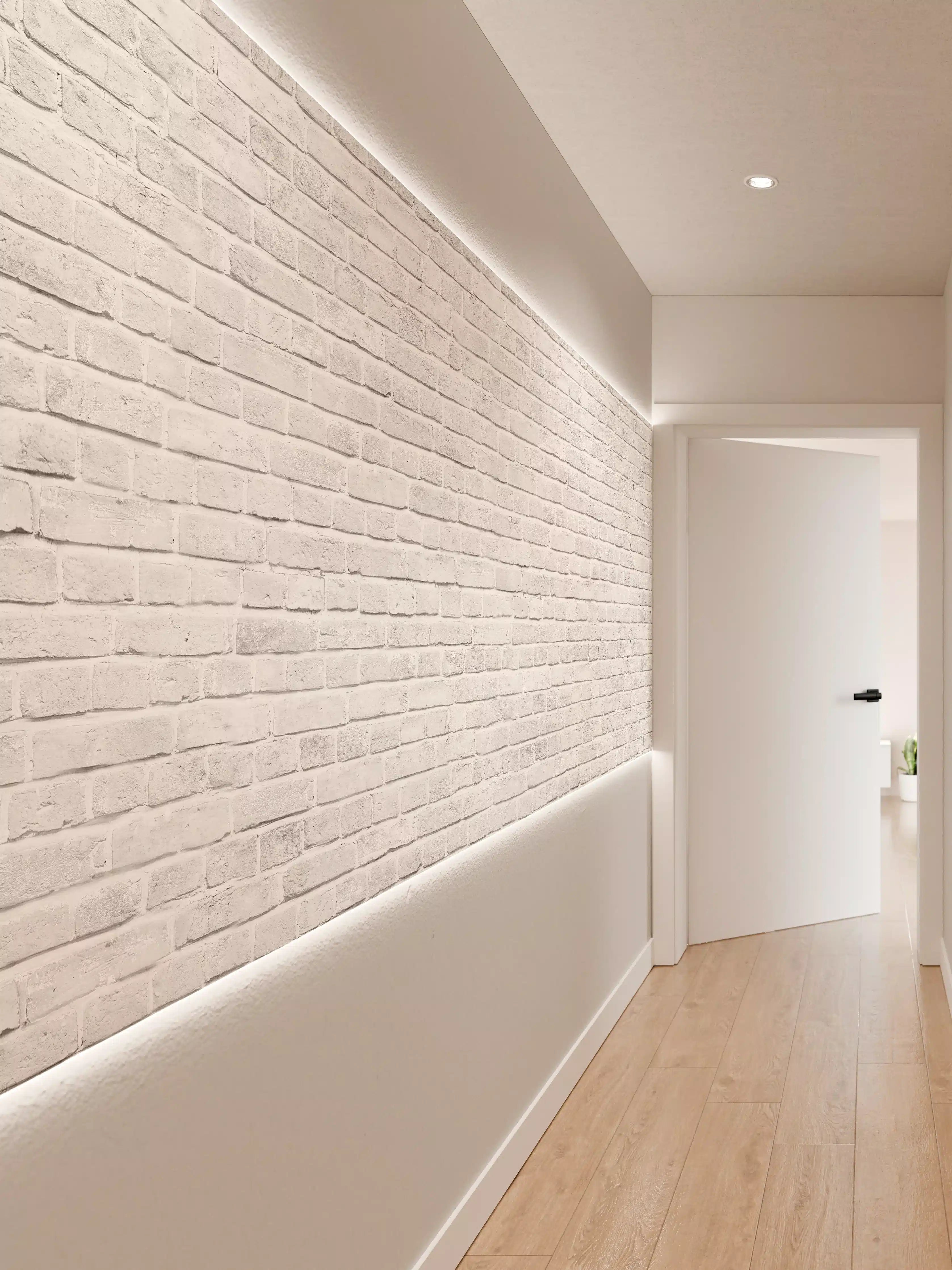 Wandverkleidung Flur - Alte weiße Backsteinmauer