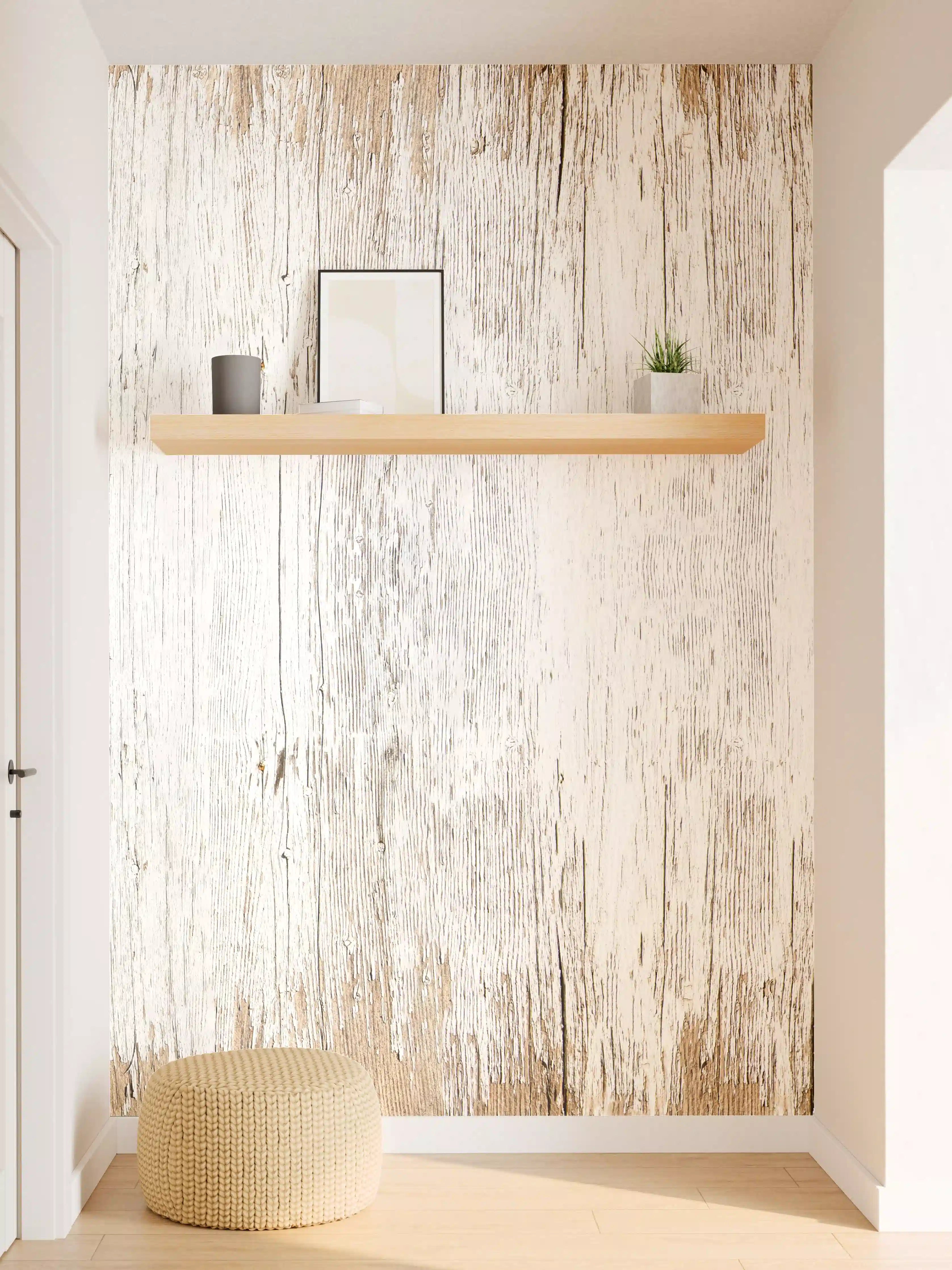 Wandverkleidung Flur - Alte weiße lackierte Holzstruktur
