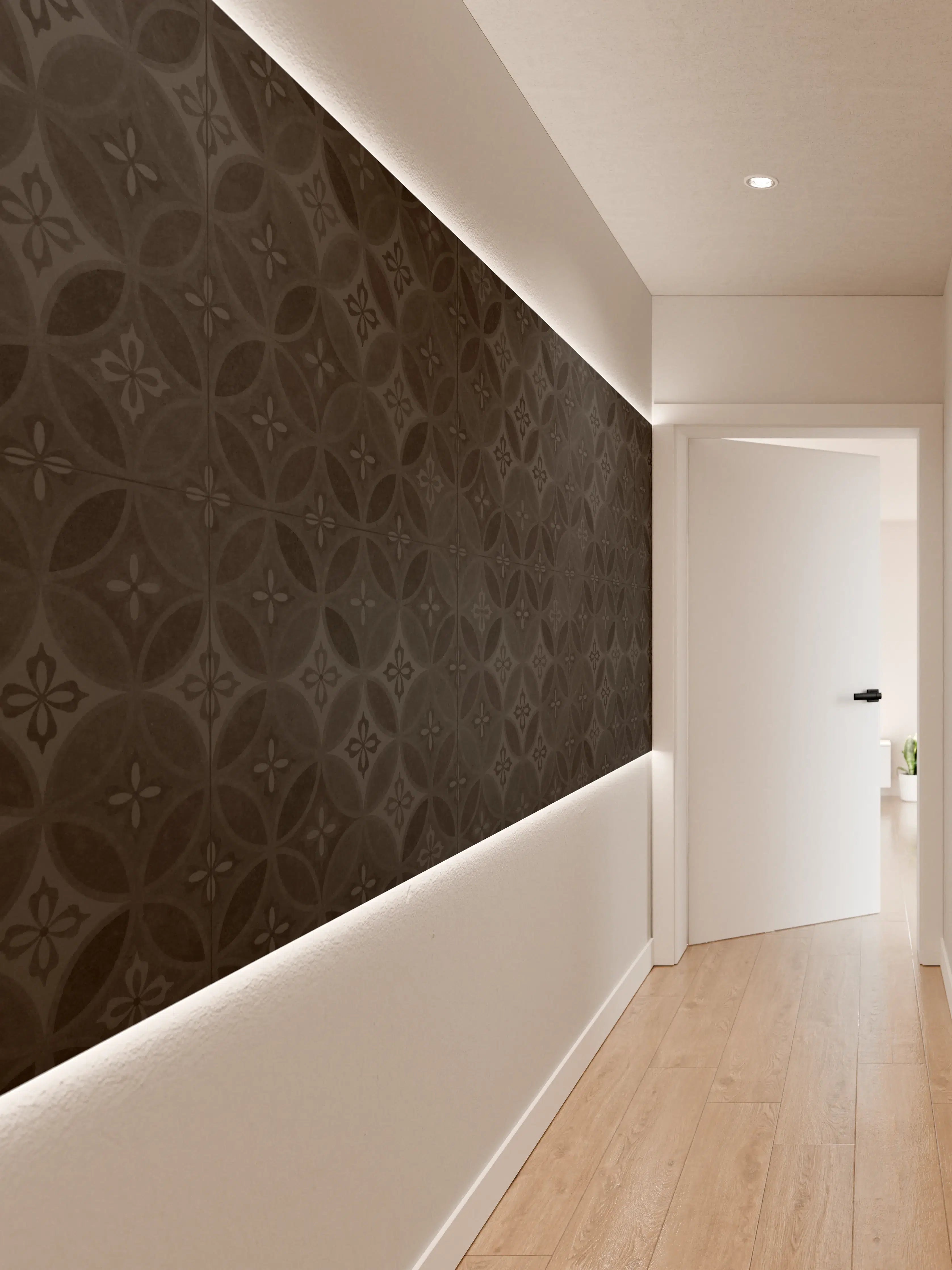 Wandverkleidung Flur - Altes Schwarz-Anthrazit Patchwork Mosaik Motiv