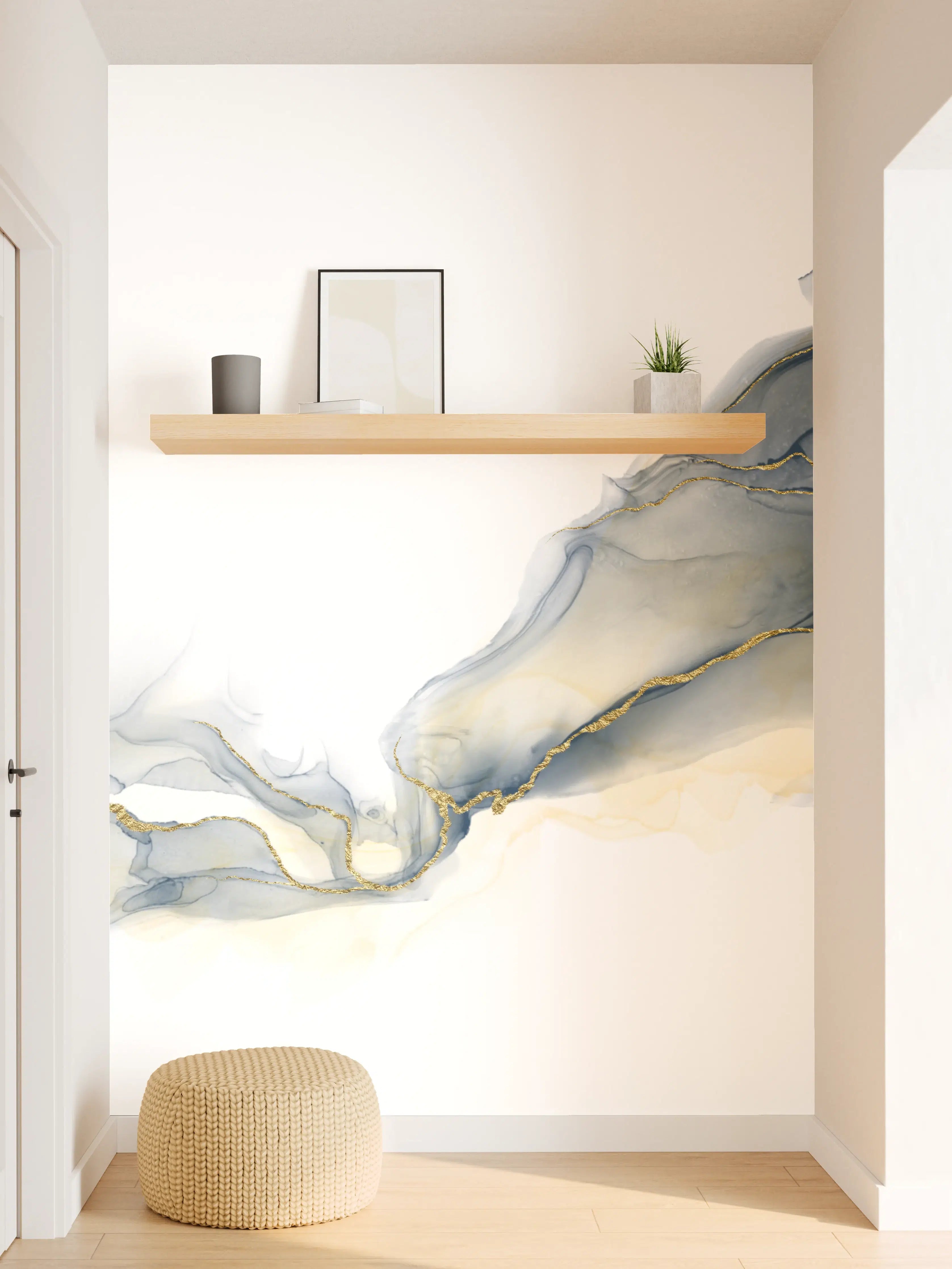 Wandverkleidung Flur - Anthrazit-Grau mit Goldakzenten und Marmor-Optik