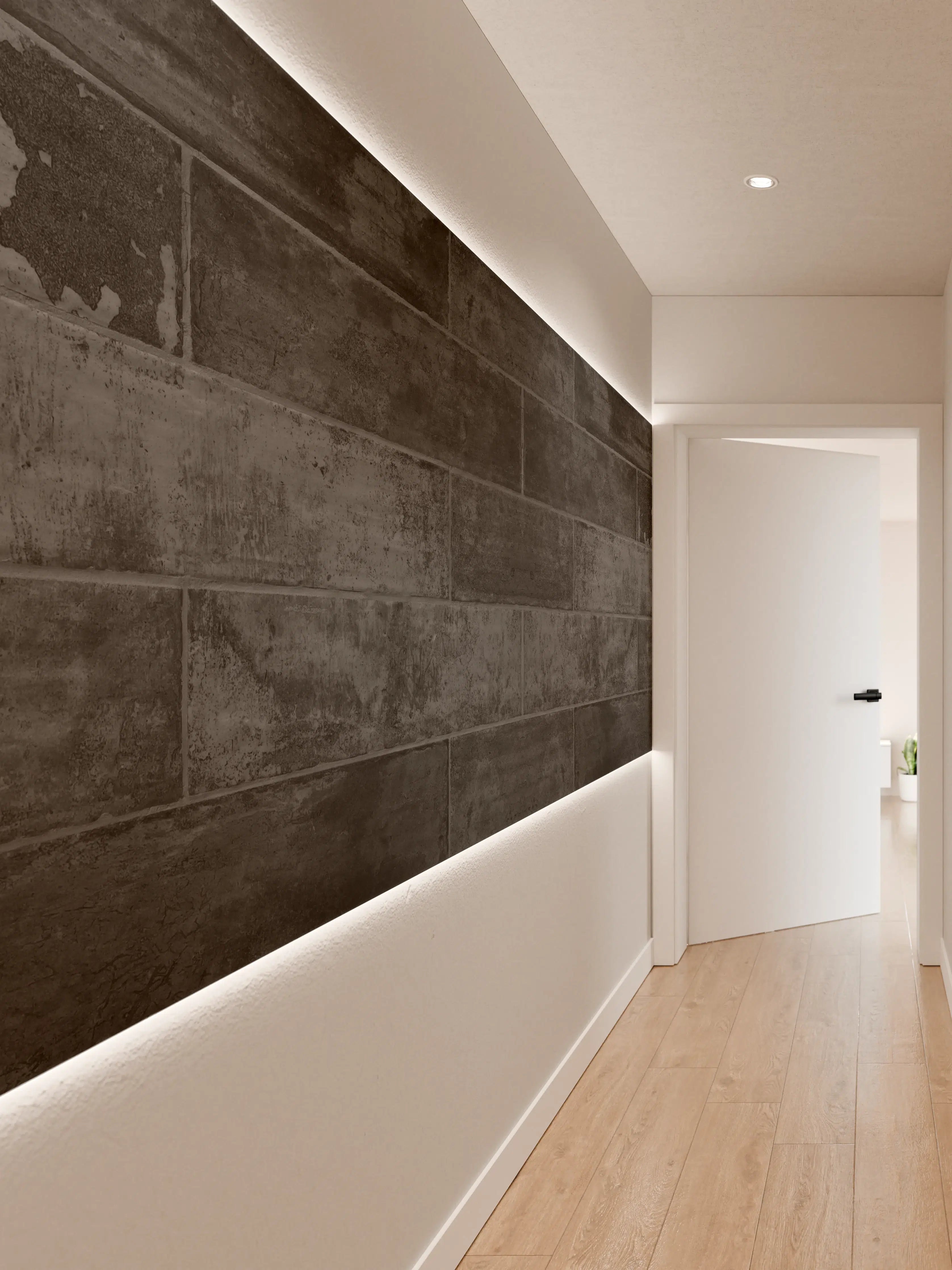 Wandverkleidung Flur - Anthrazit beschädigte Zementmauer