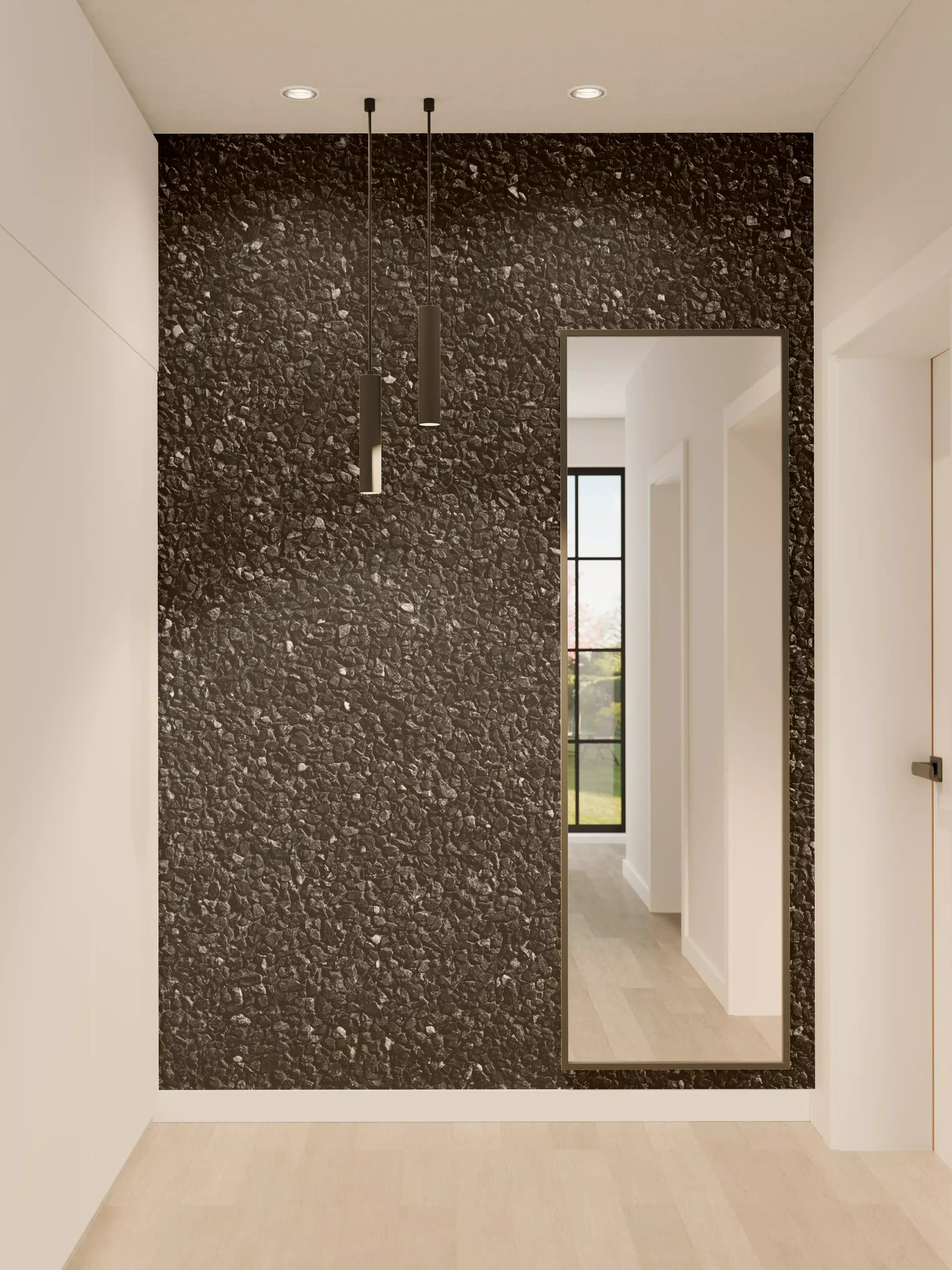 Wandverkleidung Flur - Anthrazitfarbenes Oberflächenpanorama