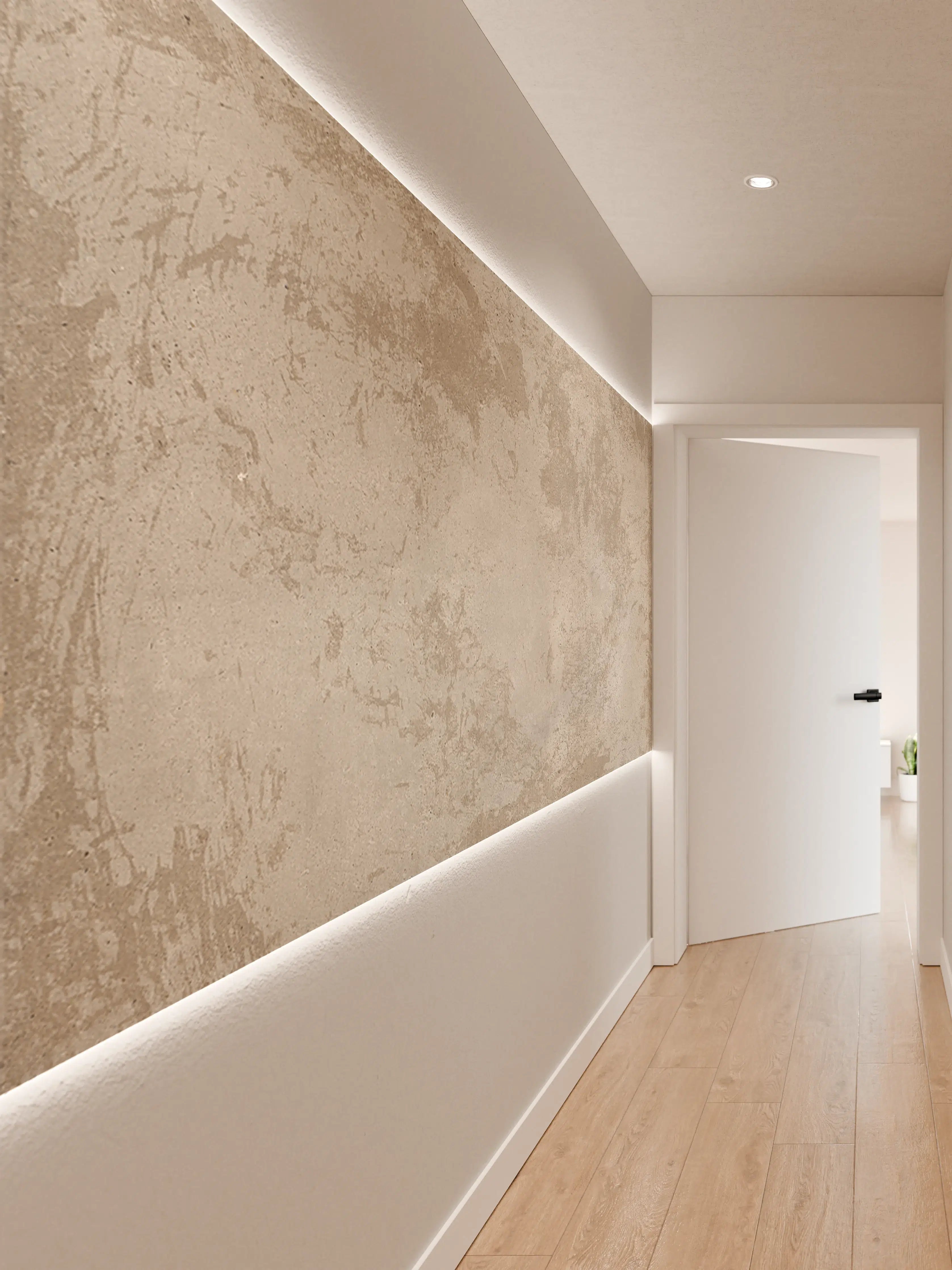 Wandverkleidung Flur - Antik beige Betonwand