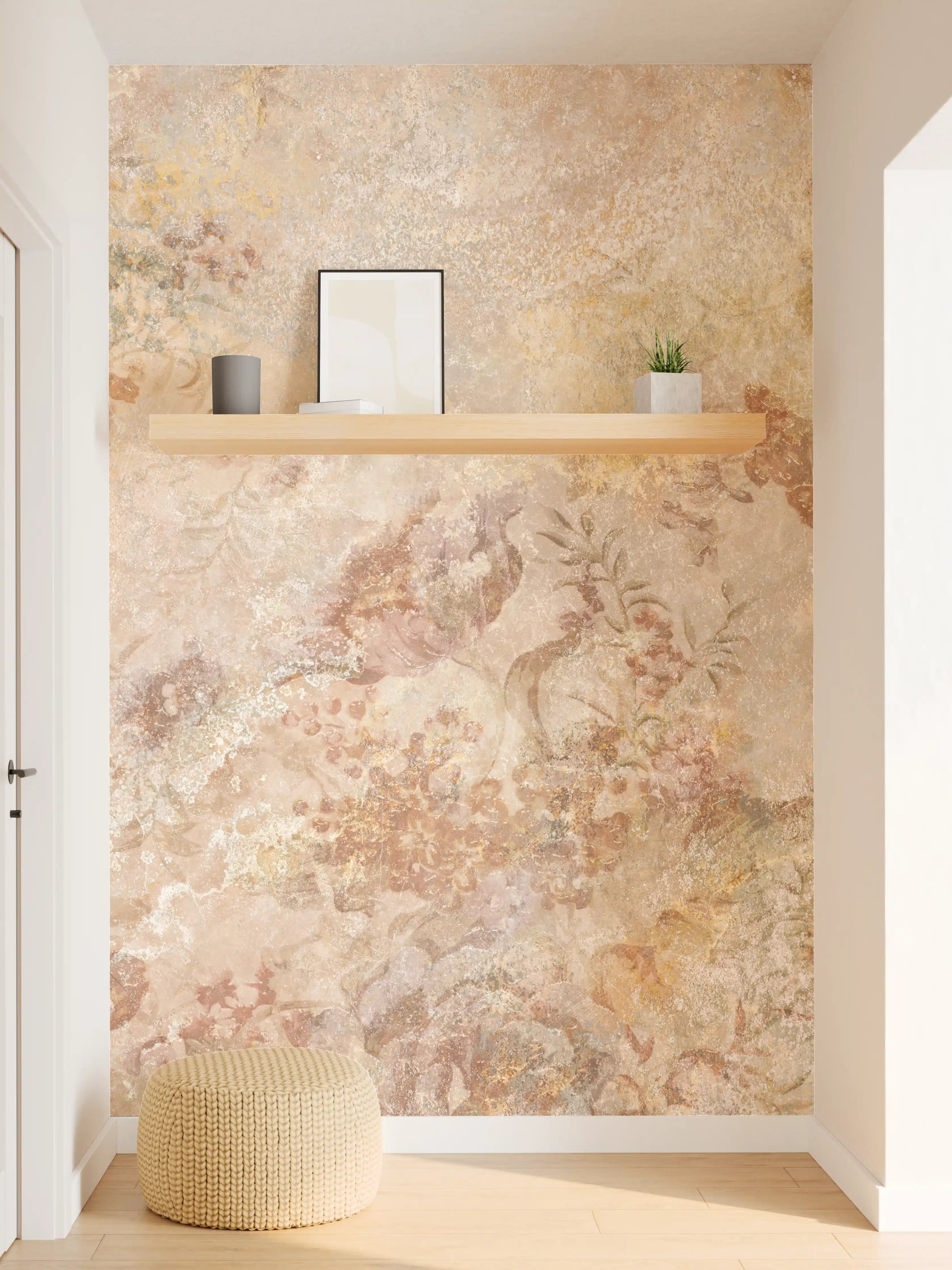 Wandverkleidung Flur - Antikes Blumen Design