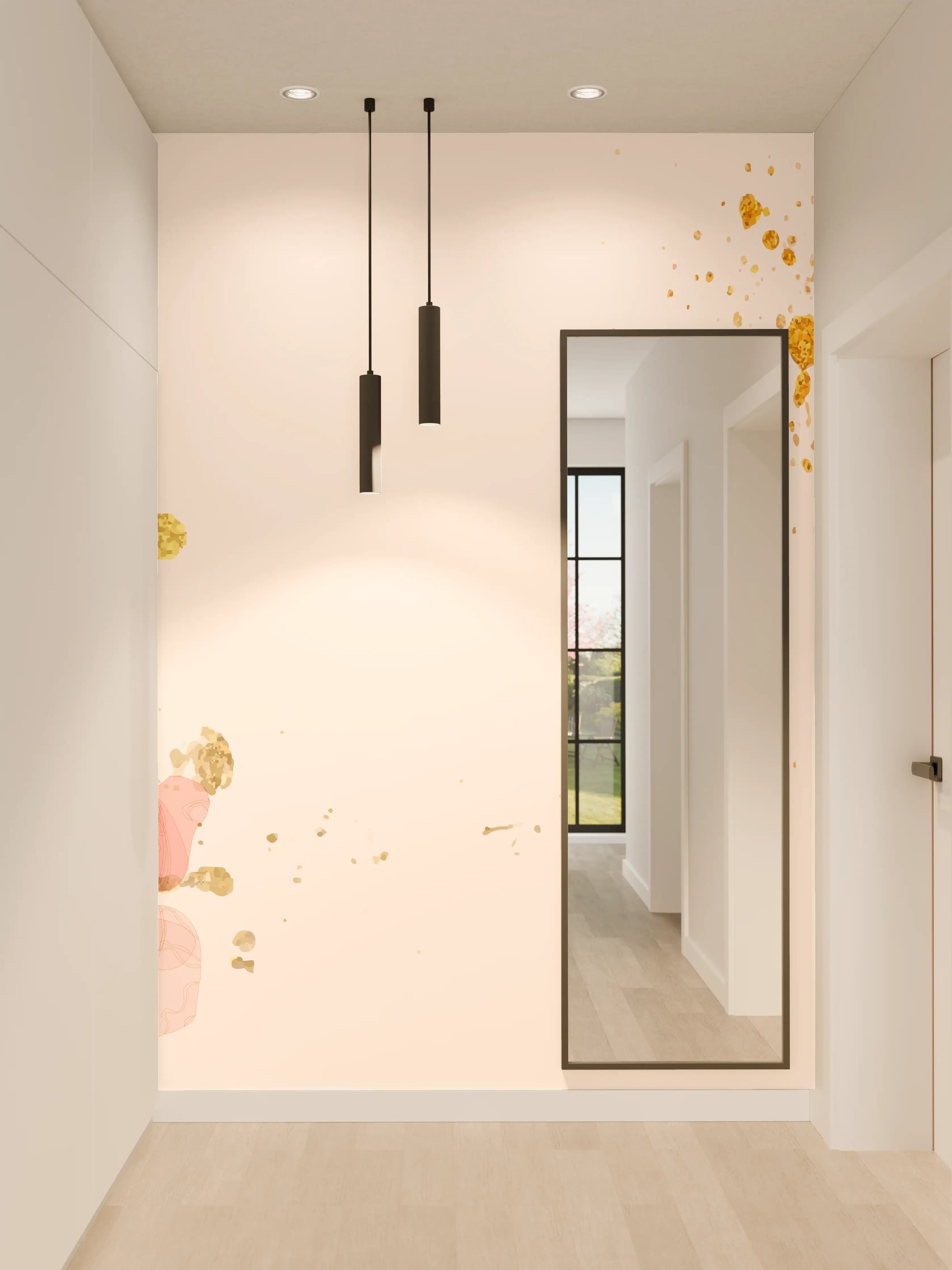 Wandverkleidung Flur - Aquarell Blumen Abstrakt