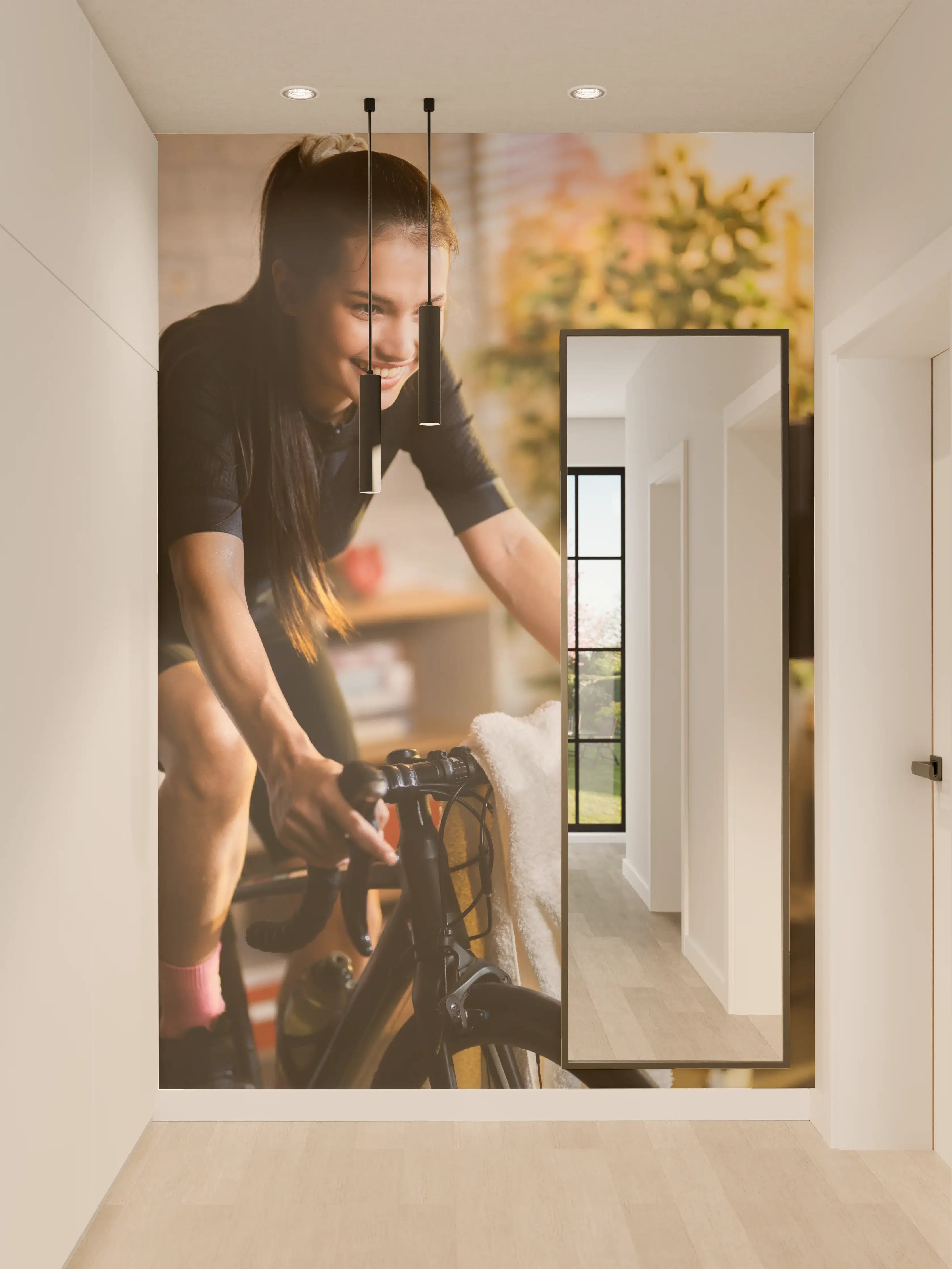Wandverkleidung Flur - Asiatische Radfahrerin